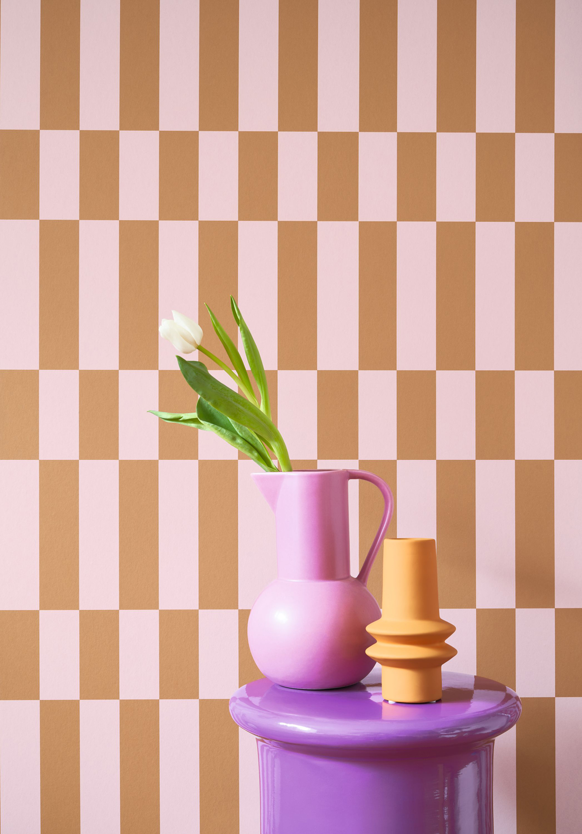 Papier peint Damier Rectangle Diner camel parme - Milano Sixties de Casadéco AMB2| Réf. MISI89345252