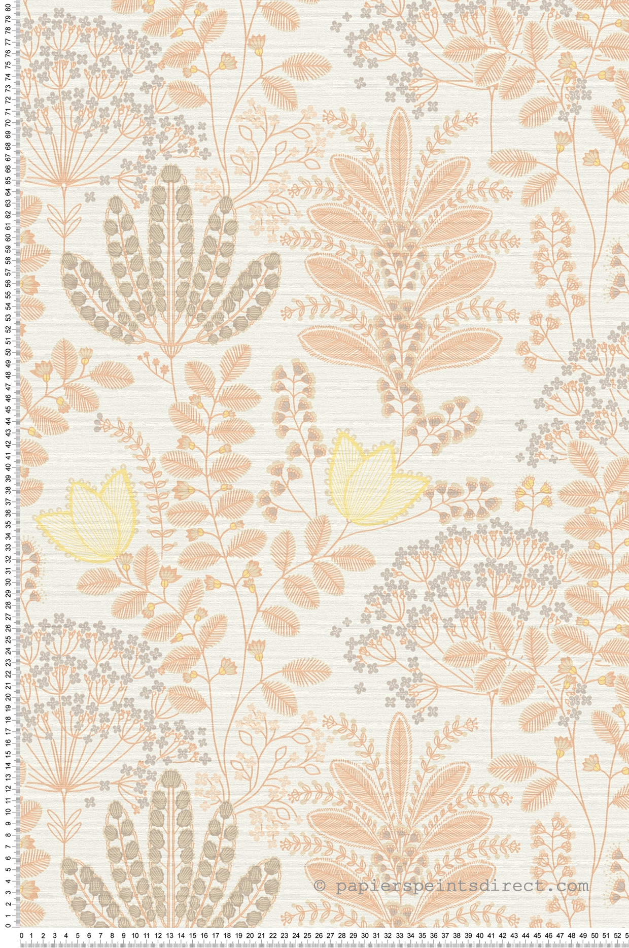 Papier peint Fleurs Enfantin Achillae corail blanc - Famous Garden d'A.S. Création | Réf. AS-393491