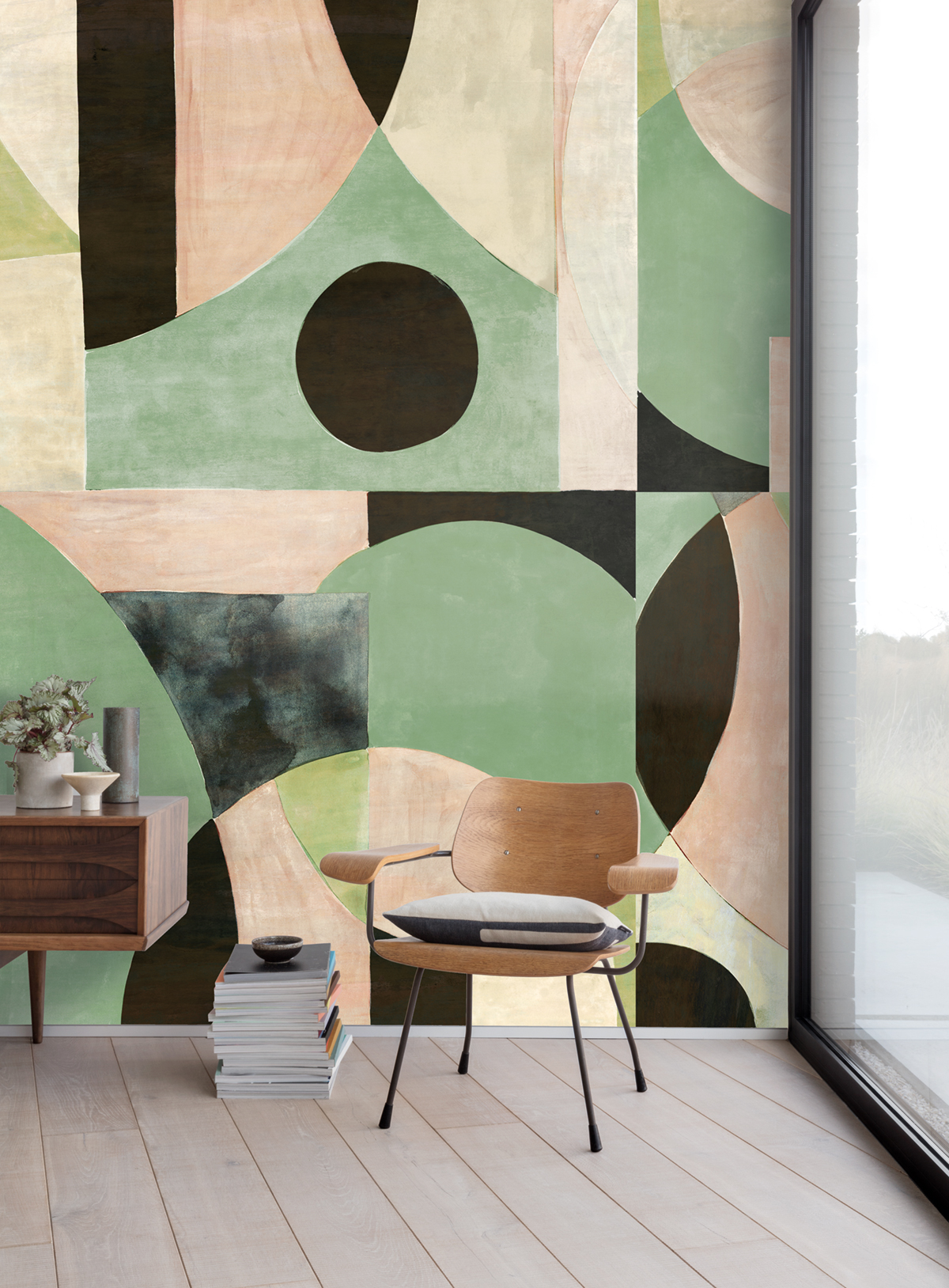 Papier peint panoramique Géométrique Patina vert rose - C H260 - Wall Designs IV de Masureel | Réf. MAS-DG4ILA1053-260