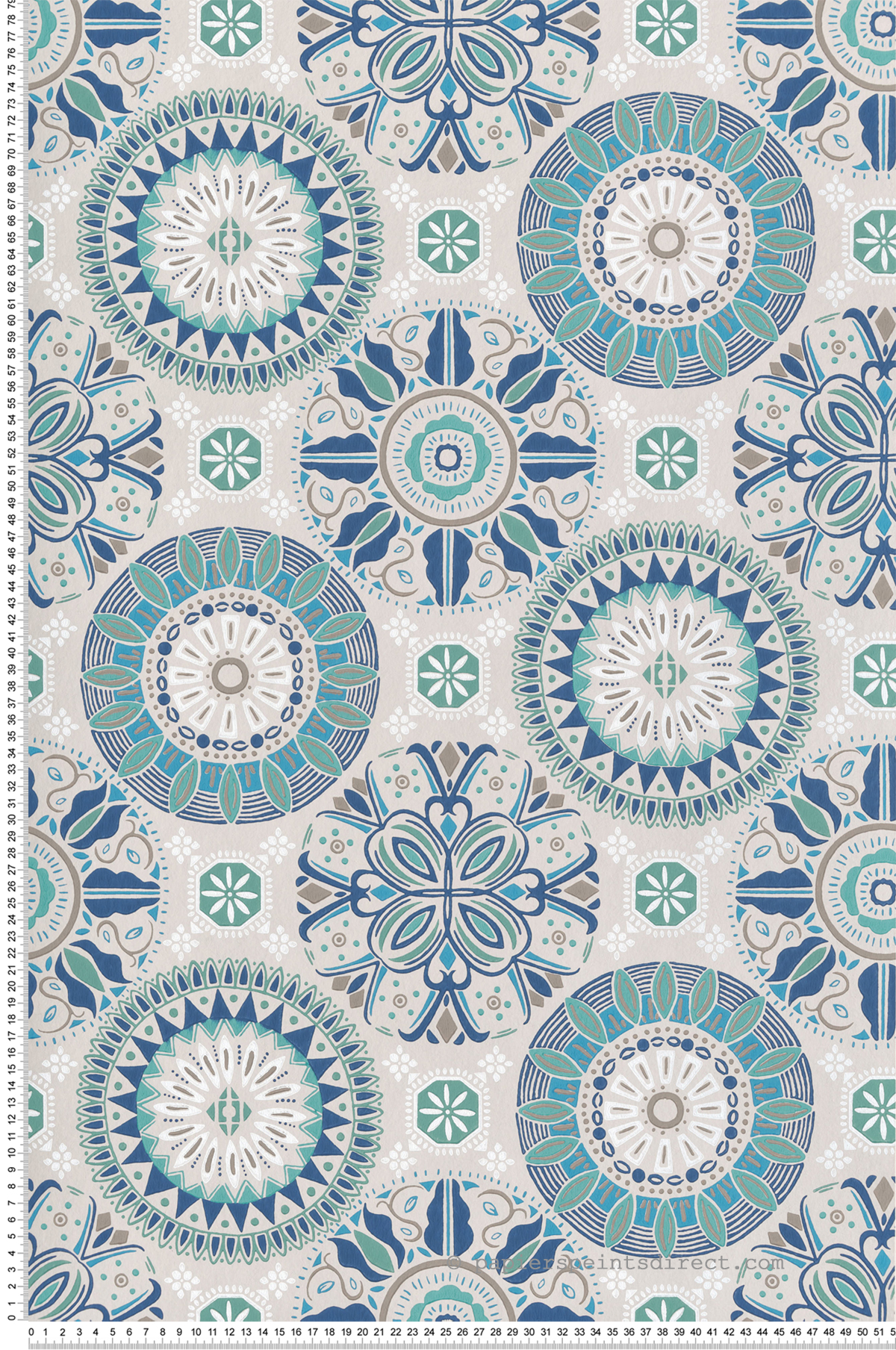 Papier peint Ethnique Mosaïque Rosetta bleu - Folium de Osborne & Little | Réf. OSB-W7337-03