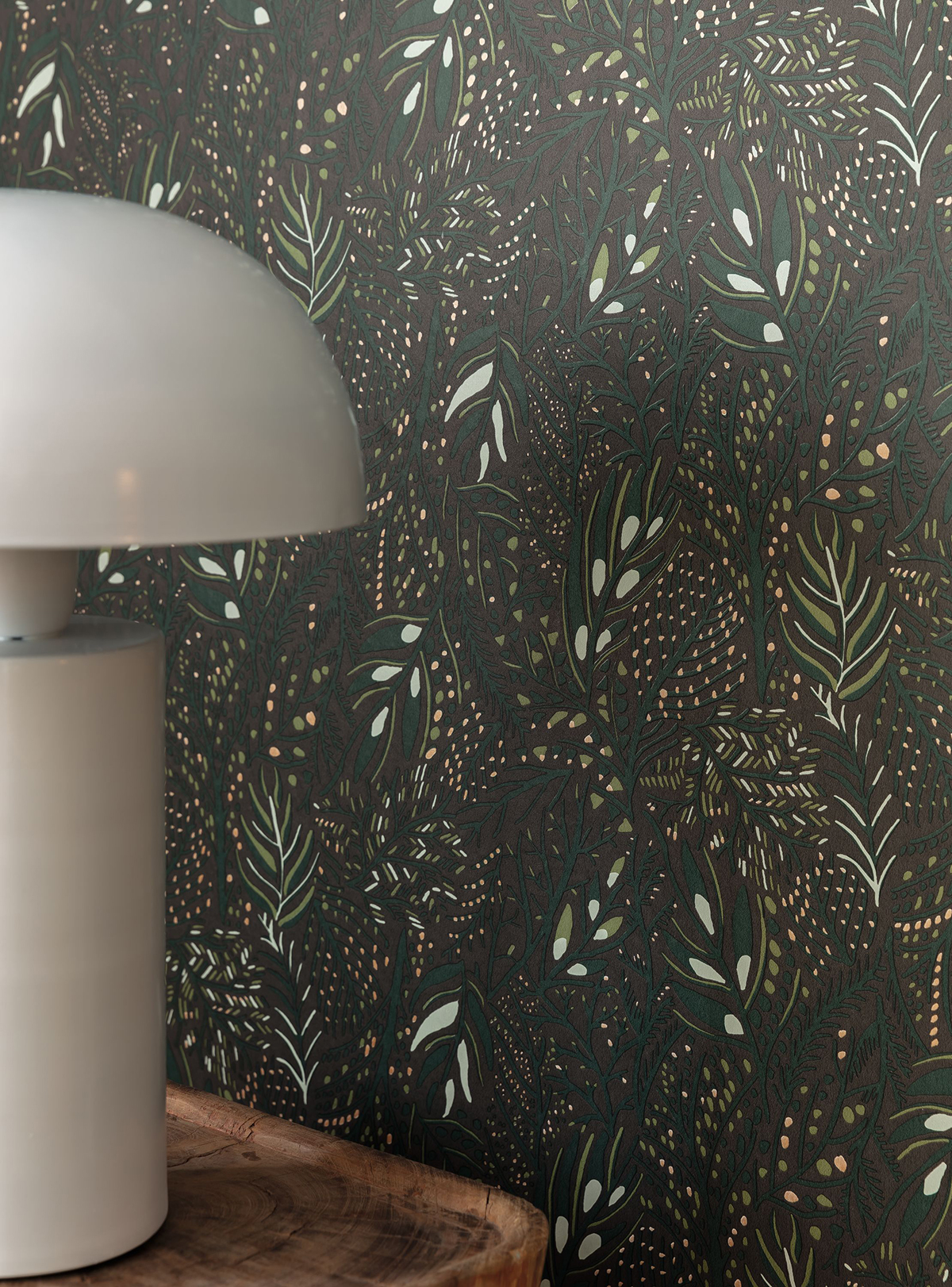 Papier peint Végétal Jade noir vert - Essentiel de Casélio | Réf. ETL103107177