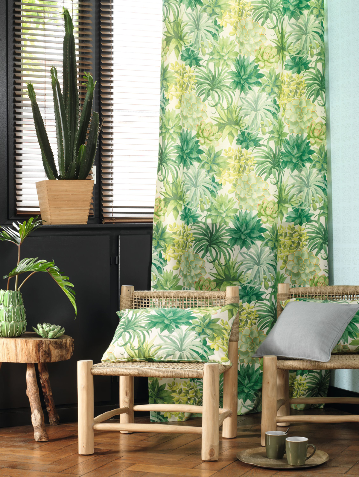 Tissu Plante Echeveria vert - Botanica de Casadéco | Réf. BOTA86117479