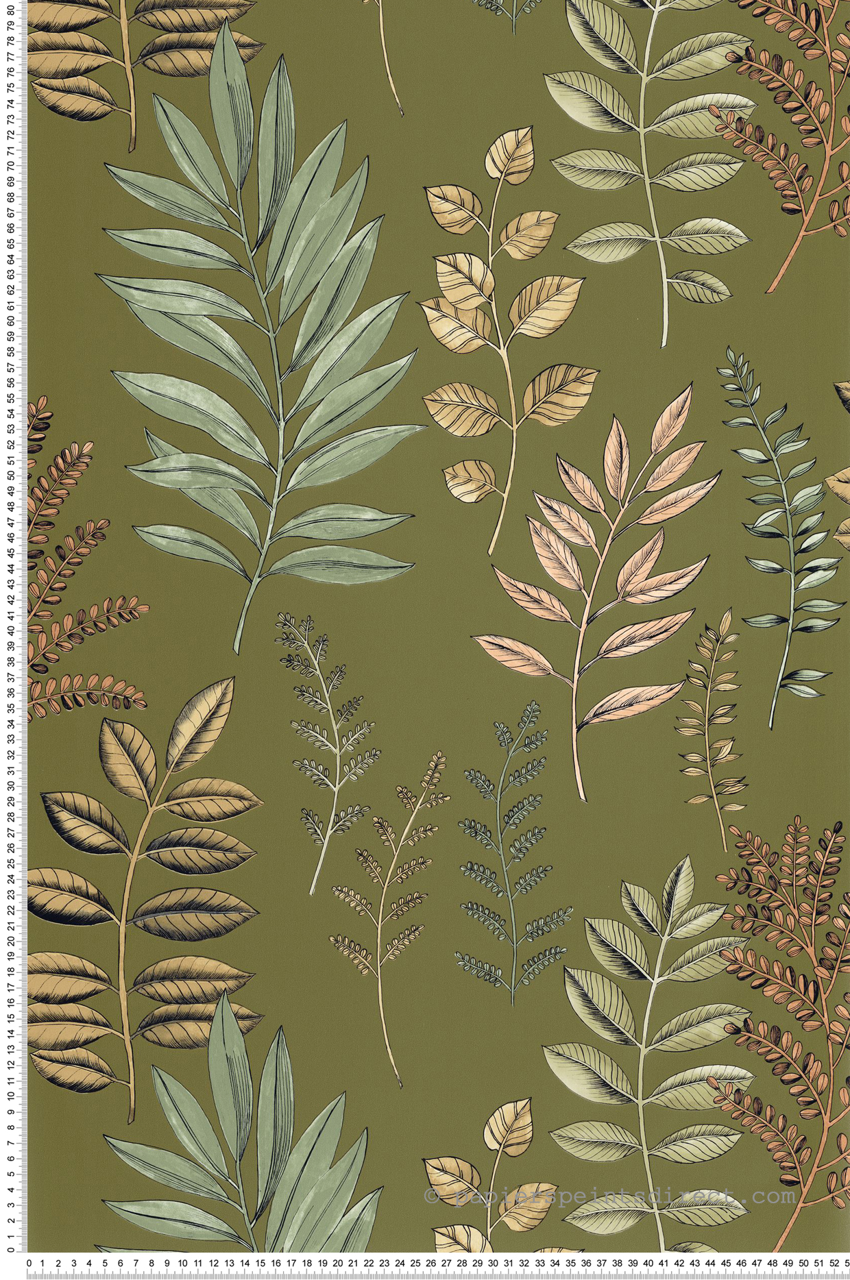 Papier peint Végétaux Florium vert mousse - Art of Botany de Casélio | Réf. AOB106667196