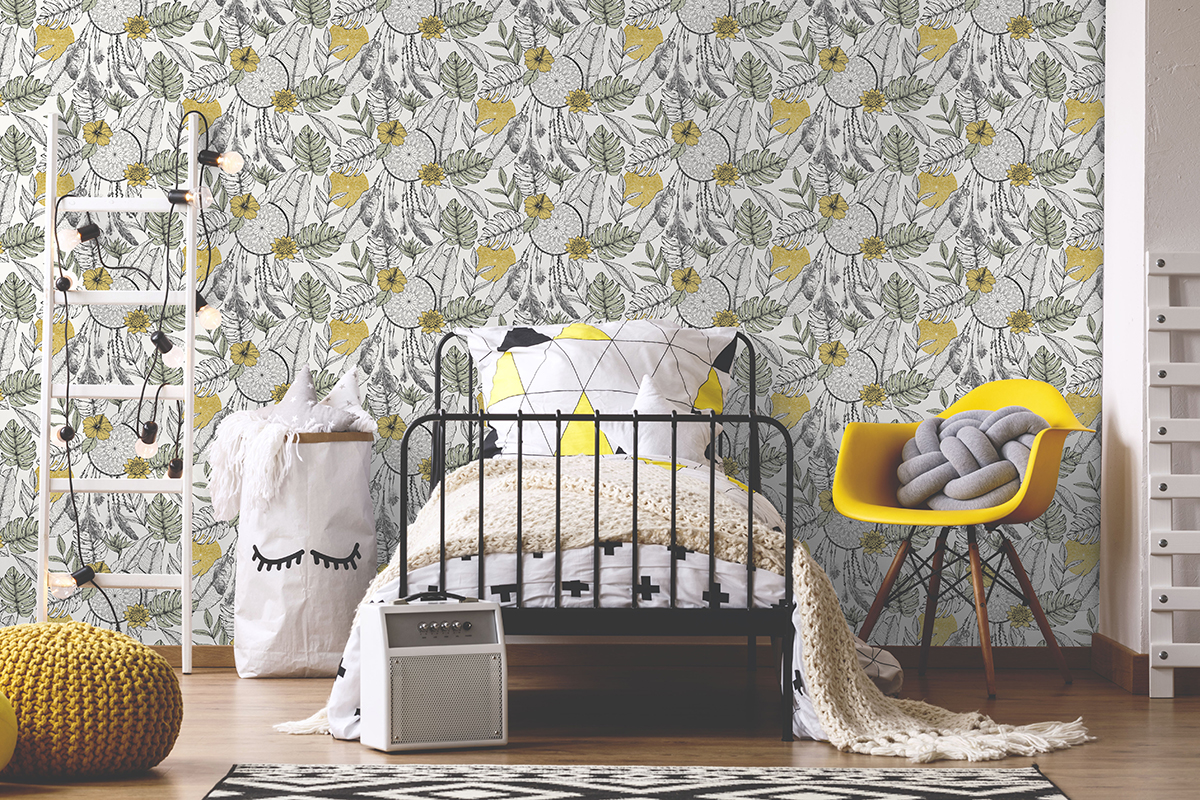 Papier peint Attrape Rêves Feuillages jaune - Les Aventures de Lutèce | Réf. LTC-11201502