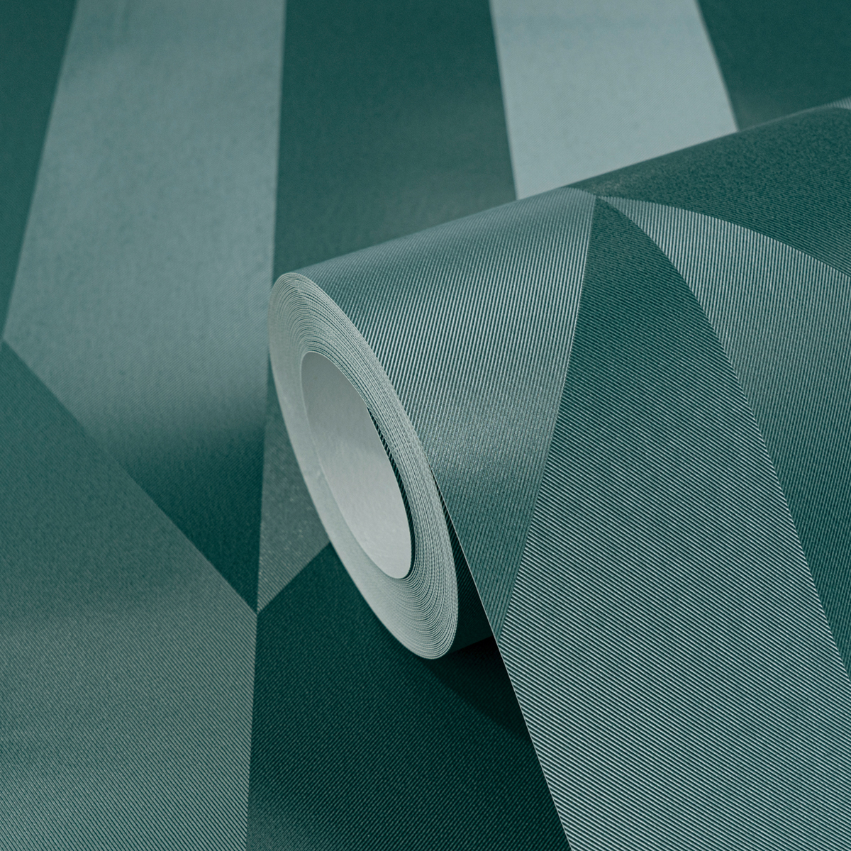 Papier peint Damier Graphique Groove émeraude métallisé - Cosmoliving d'A.S. Création ZOOM | Réf. AS-790867