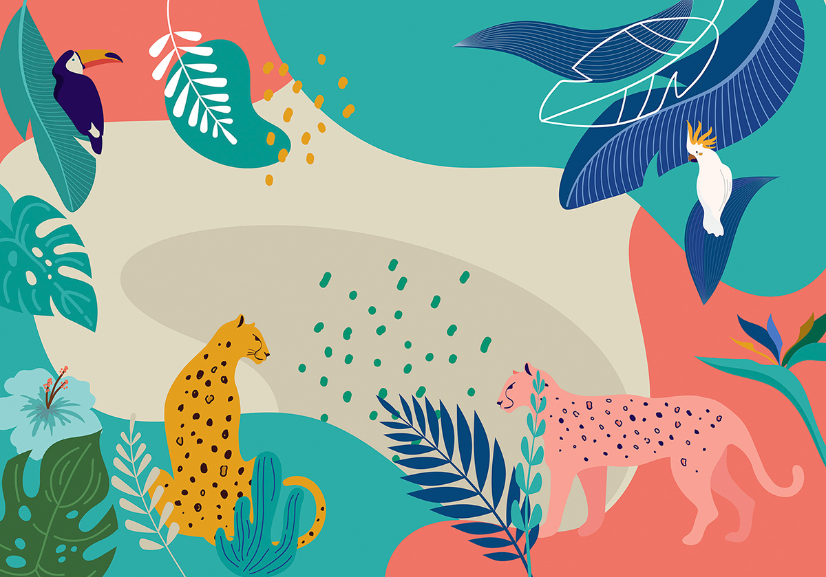 Papier peint panoramique Graphique Animaux Exotiques - Papier Peint Komar Into Adventure