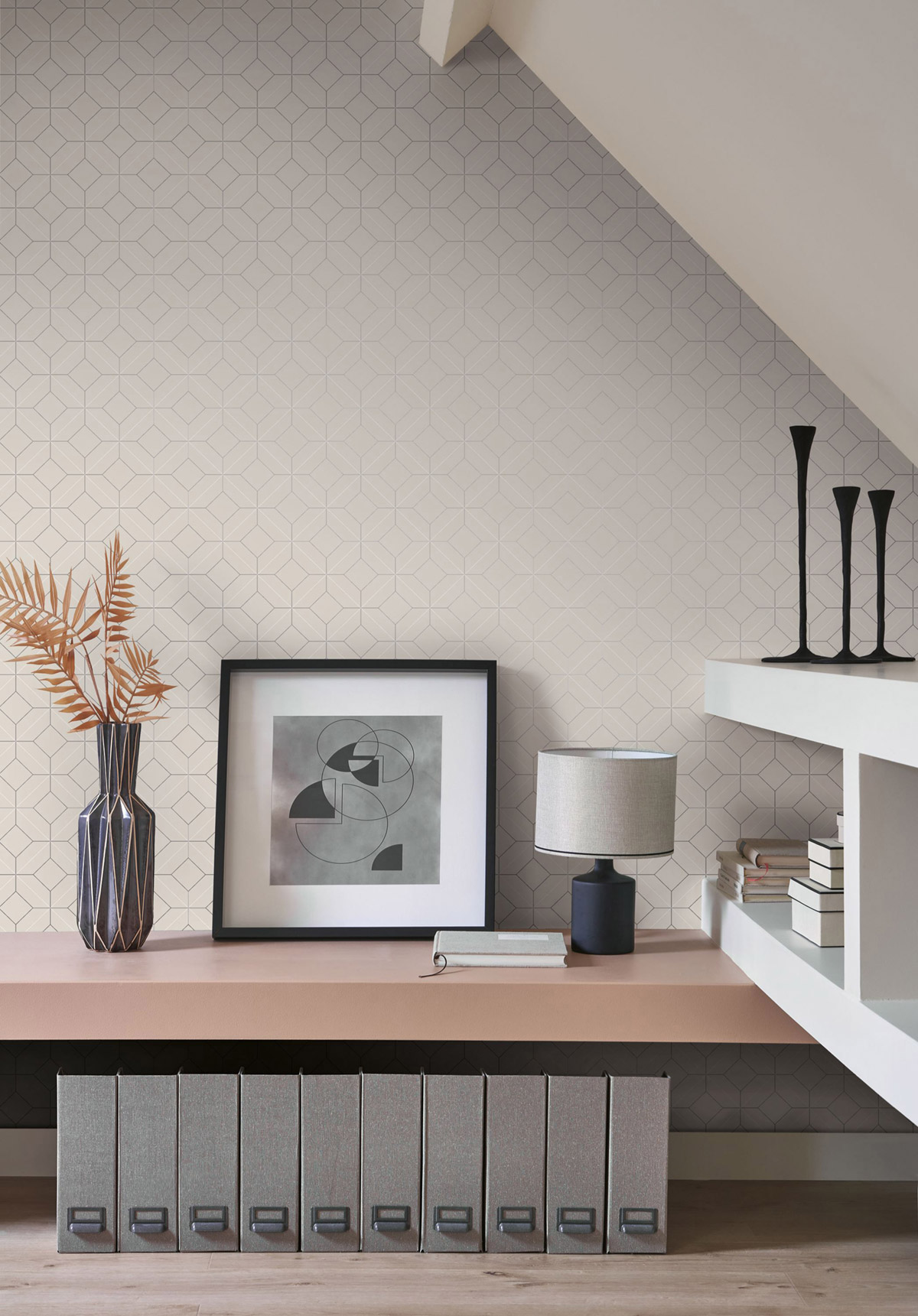 Papier peint Losanges Precision Métallisé gris argenté - Alchimie de Casadéco | Réf. ALMI89969700