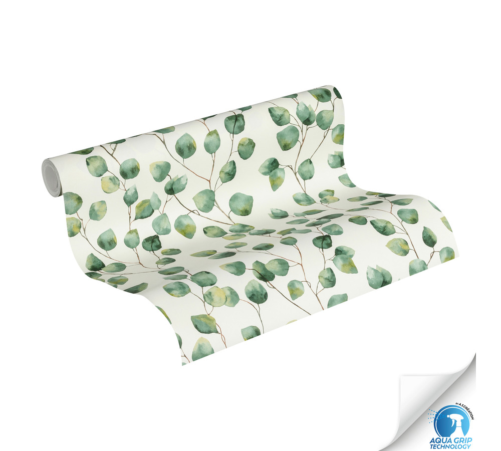 Papier peint préencollé Feuillage Microfeuilles Aquarelle vert - Designdrop d'A.S. Création ROLL | Réf. AS-784541