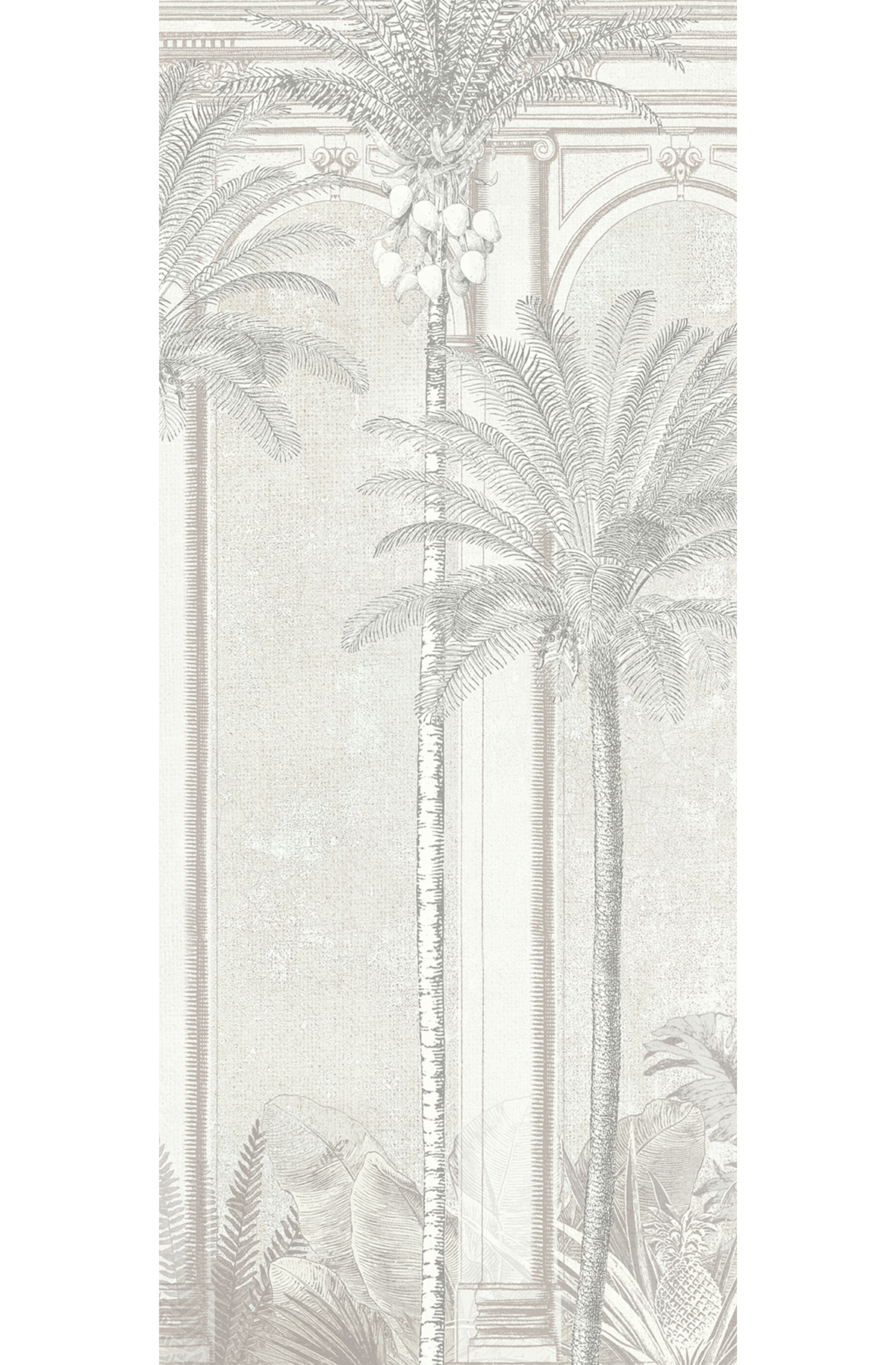 Papier peint panoramique Arcade Palmier Habana grège - A H300 - Havana de Masureel | Réf. MAS-DGHAV1011