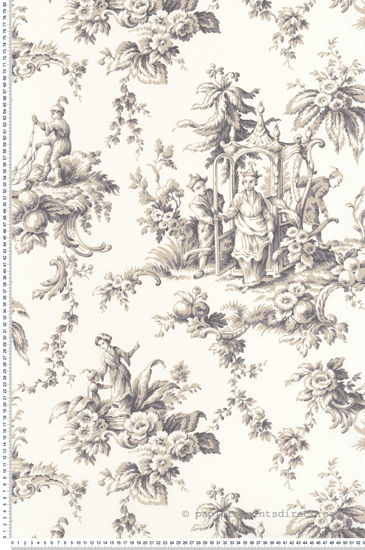 Papier peint Palais De Chine Toiles de Jouy grège - Les Belles Toiles De Jouy de Casadéco AMBV | Réf. LBTJ87939516