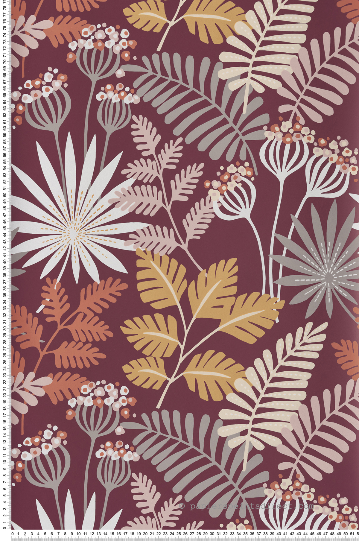 Papier peint Herbier Tropical prune - Happy de Lutèce | Réf. LTC-FD26449