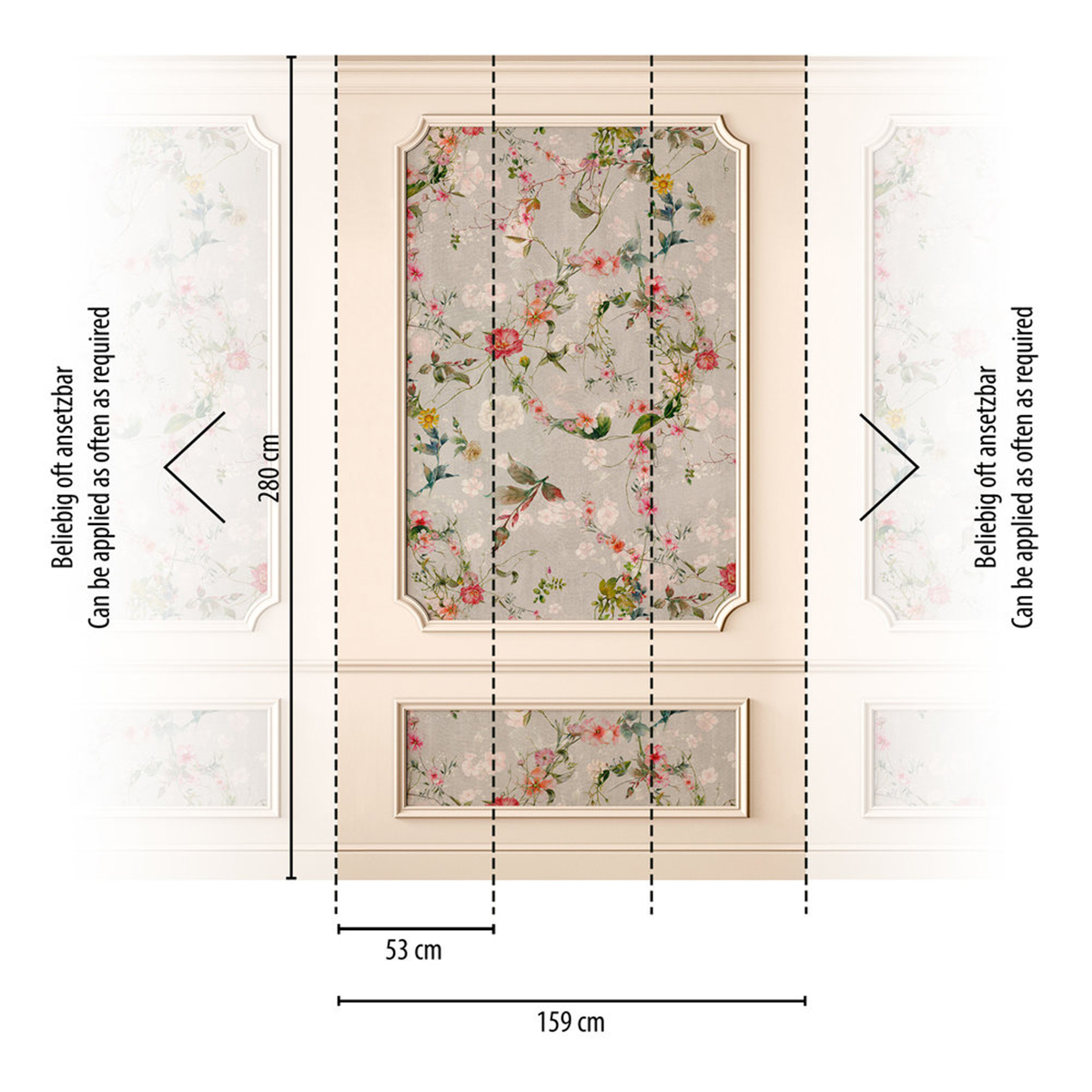 Papier peint panoramique Fleur Moulure Vintage - The Wall 3 d'A.S. Création AMB3 | Réf. AS-398471