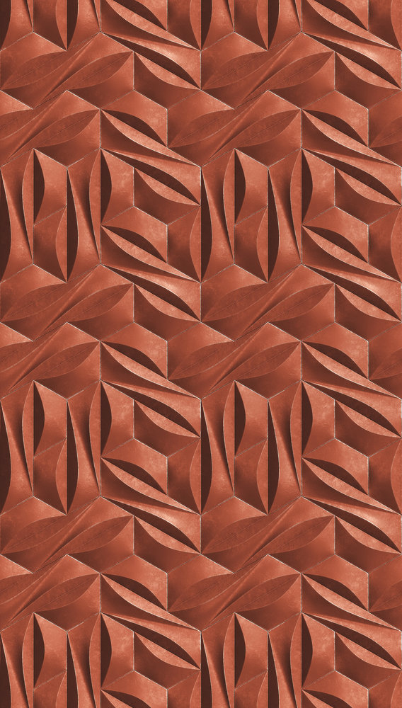 Papier peint panoramique Géométrique 3D Dubai tangerine - Metropolitan Travel Stories d'A.S. Création | Réf. AS-391793