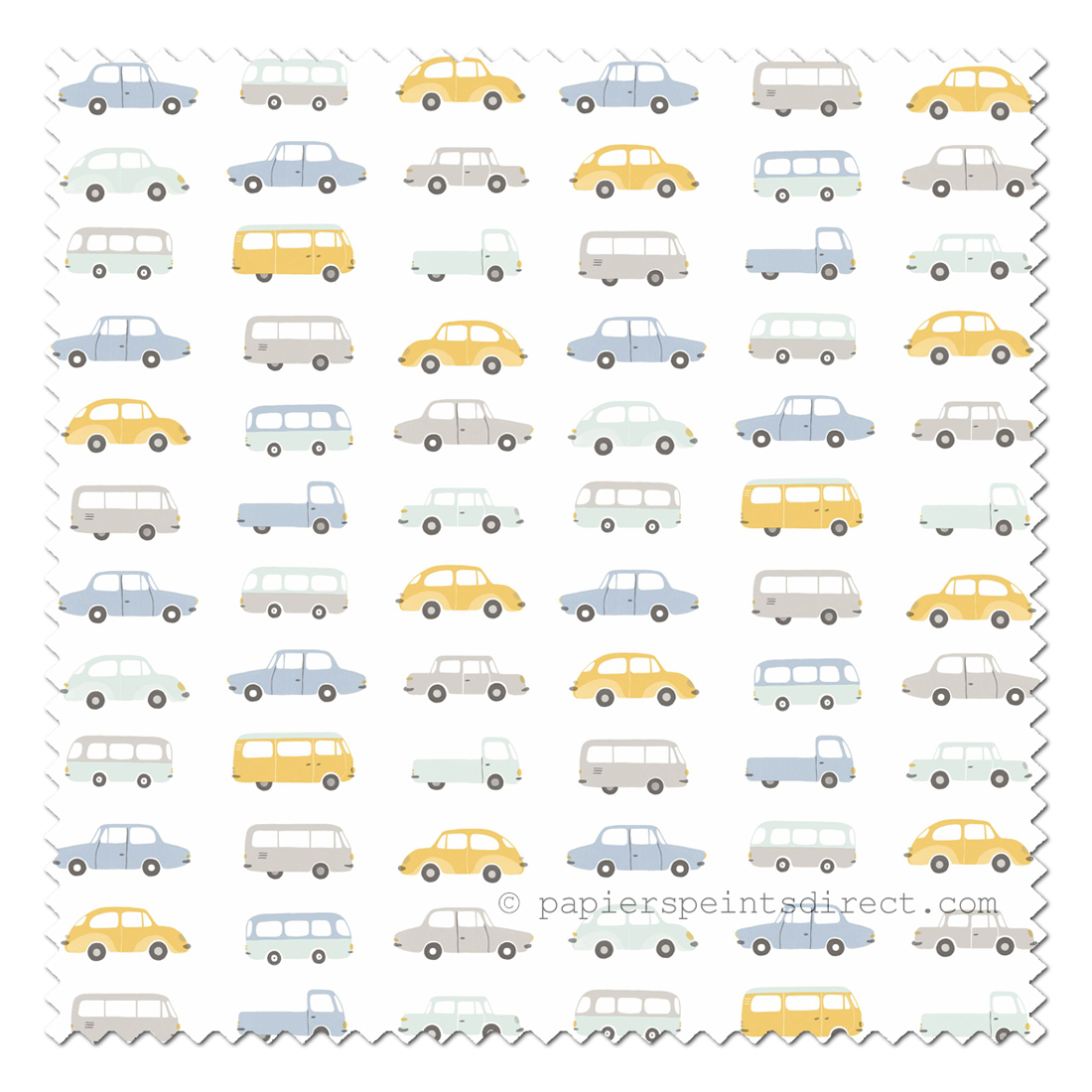 Tissu enfant Voitures bleu/jaune - Happy Dreams de Casadéco | Réf. HPDM83246315