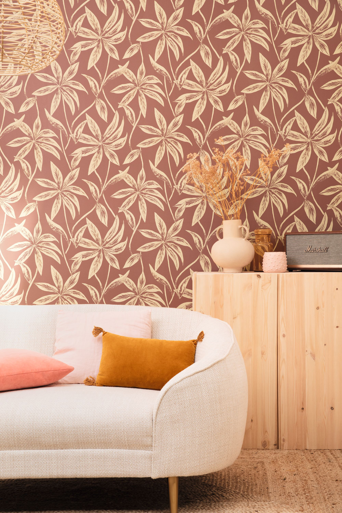 Papier peint Feuille Paradisio beige nude - L'Epopée de Casélio | Réf. EPO103704084