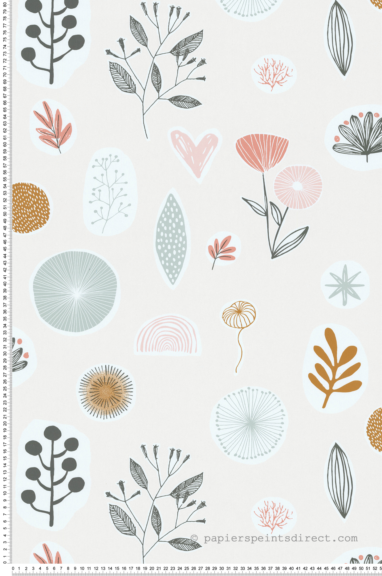 Papier peint Végétaux Cœur Louise rose crème - Les Aventures de Lutèce | Réf. LTC-36240803