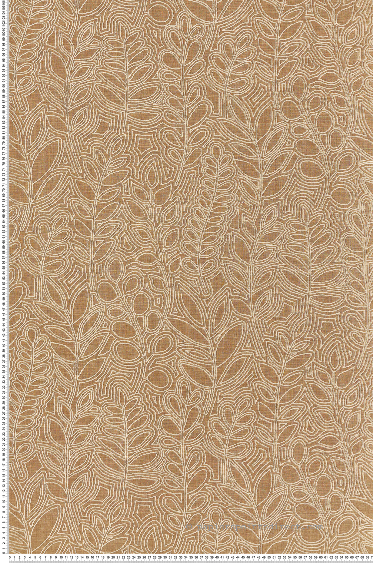 Papier peint Feuille Broderie Astragale camel - Palmadora de Casamance | Réf. CAS-76680610