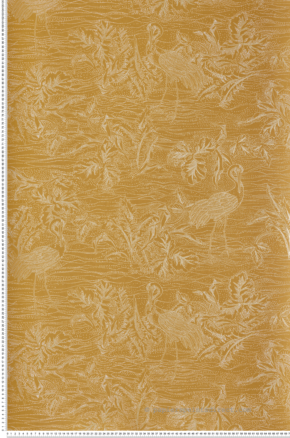 Papier peint Oiseau Pois Mirador moutarde doré - L'Ile aux Oiseaux de Casamance | Réf. CAS-75891528