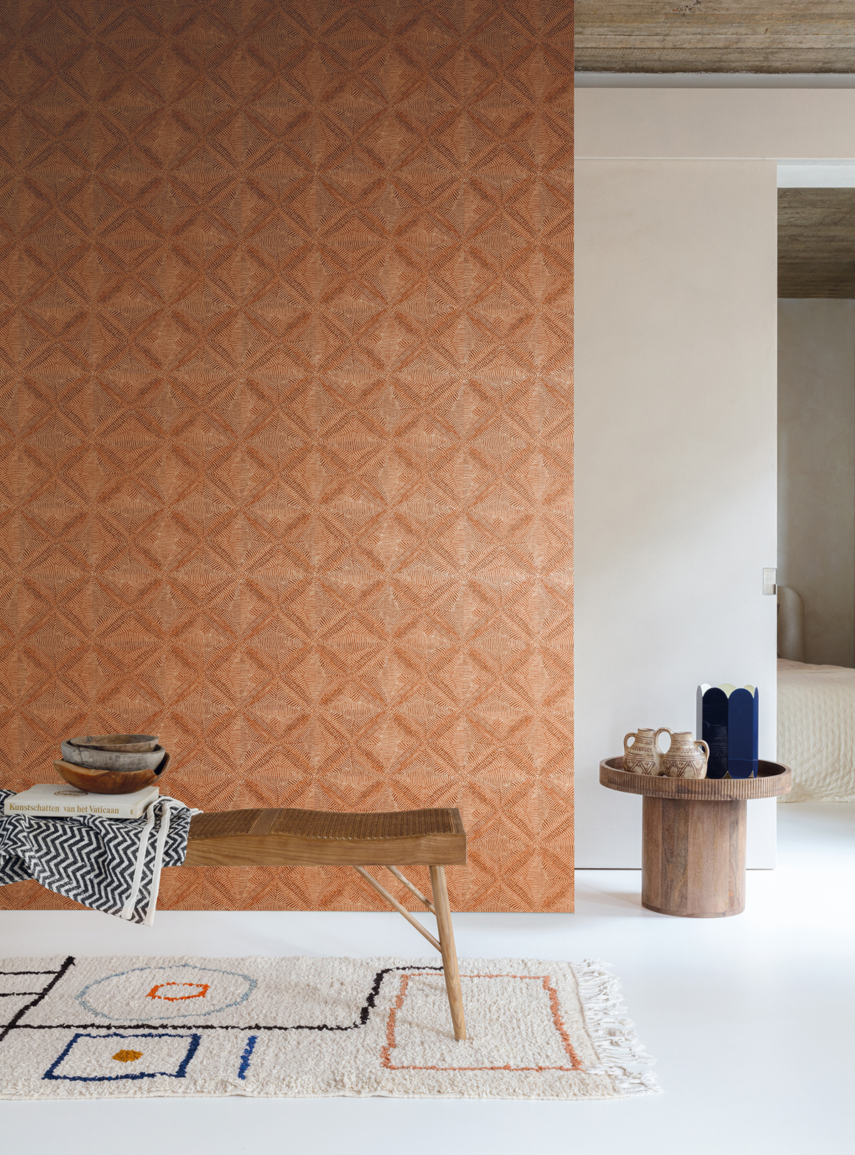 Papier peint Ethnique Khanta terracotta - Amani de Masureel | Réf. MAS-AMA102