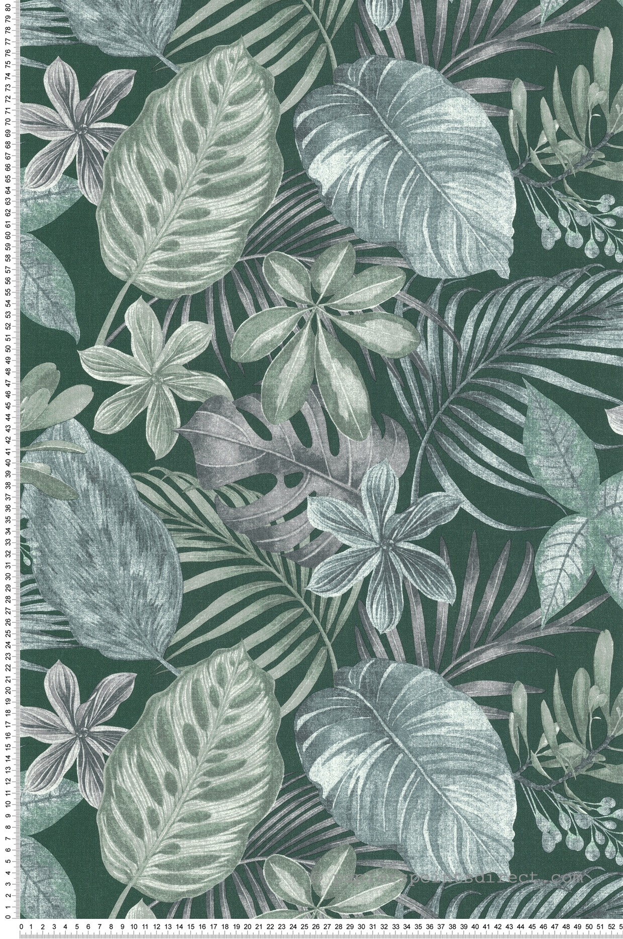 Papier peint Feuillage Exotique Toilé vert empire gris - Séjours & Chambres de Lutèce | Réf. LTC-11220704