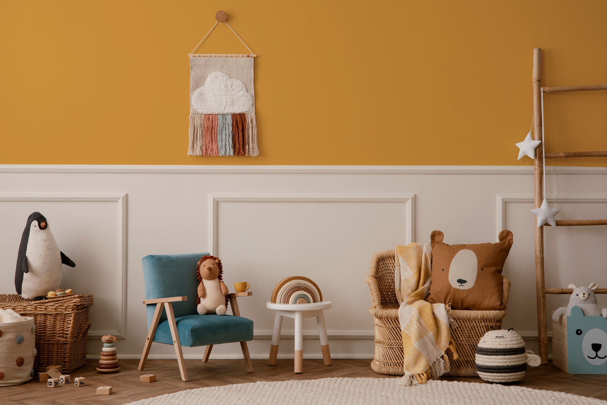 Photo numéro 2 d'une pièce avec un mur peint avec la peinture  Puro jaune sunny yellow - c8006