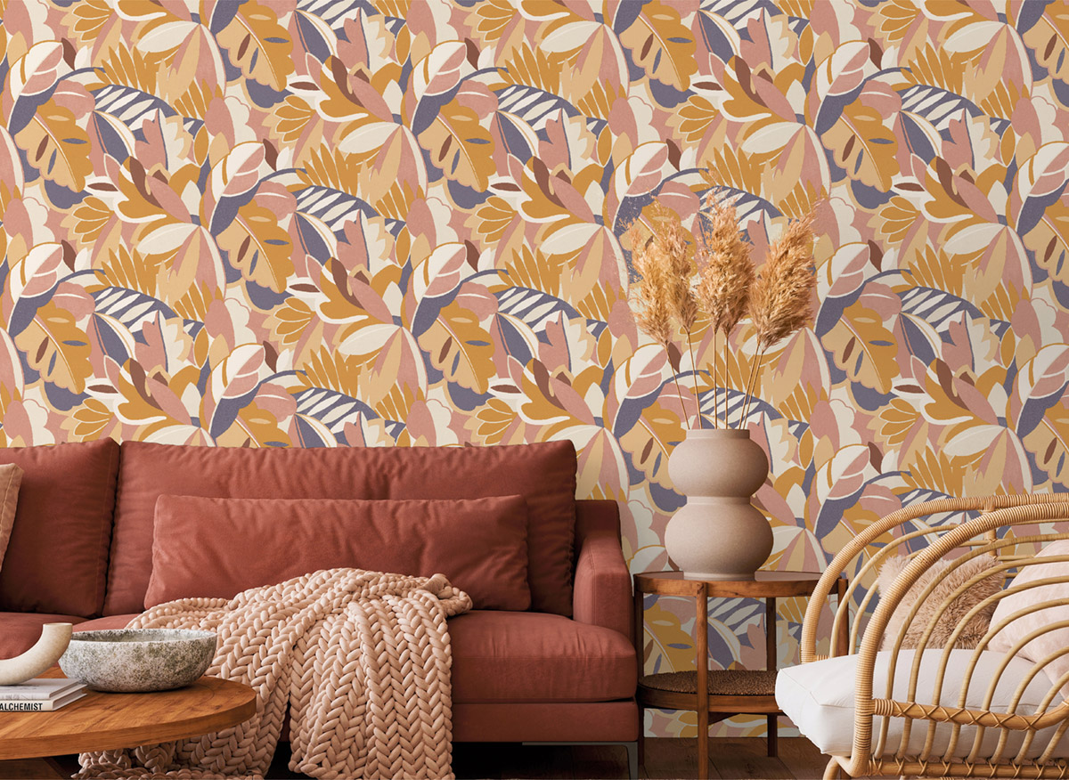 Papier peint Palme Rétro XXL rose ocre - Dolce Vita de Lutèce | Réf. LTC-11230102