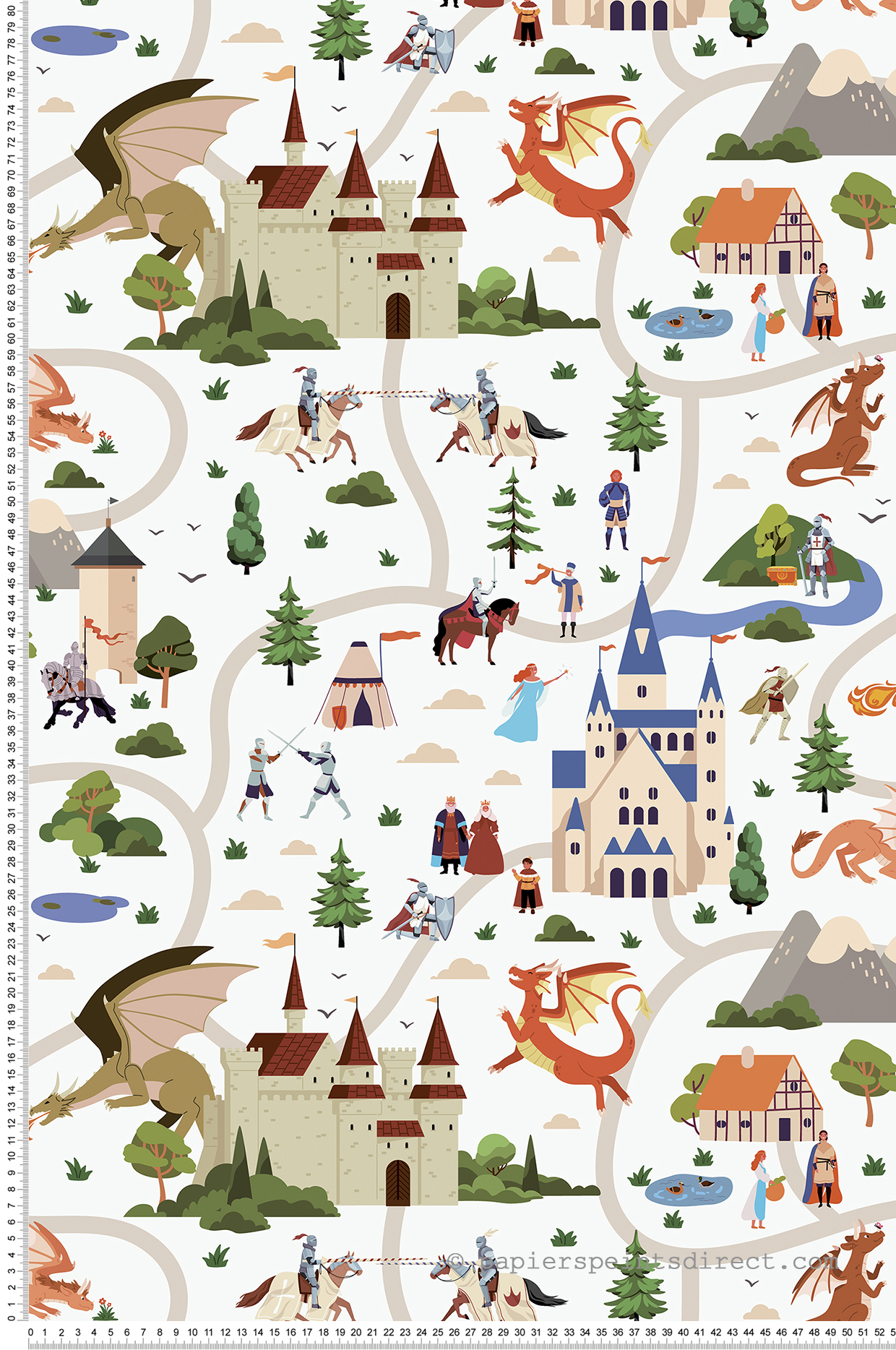 Papier peint Enfant Chevaliers Dragons multicolore - Sweet Dreams d'Ugépa | Réf. UGP-N06310