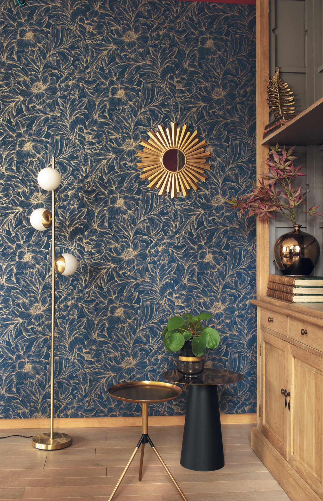 Amb 2 Papier peint Pivoines bleu - Florescence de Casadeco | Réf. FLRE82356515