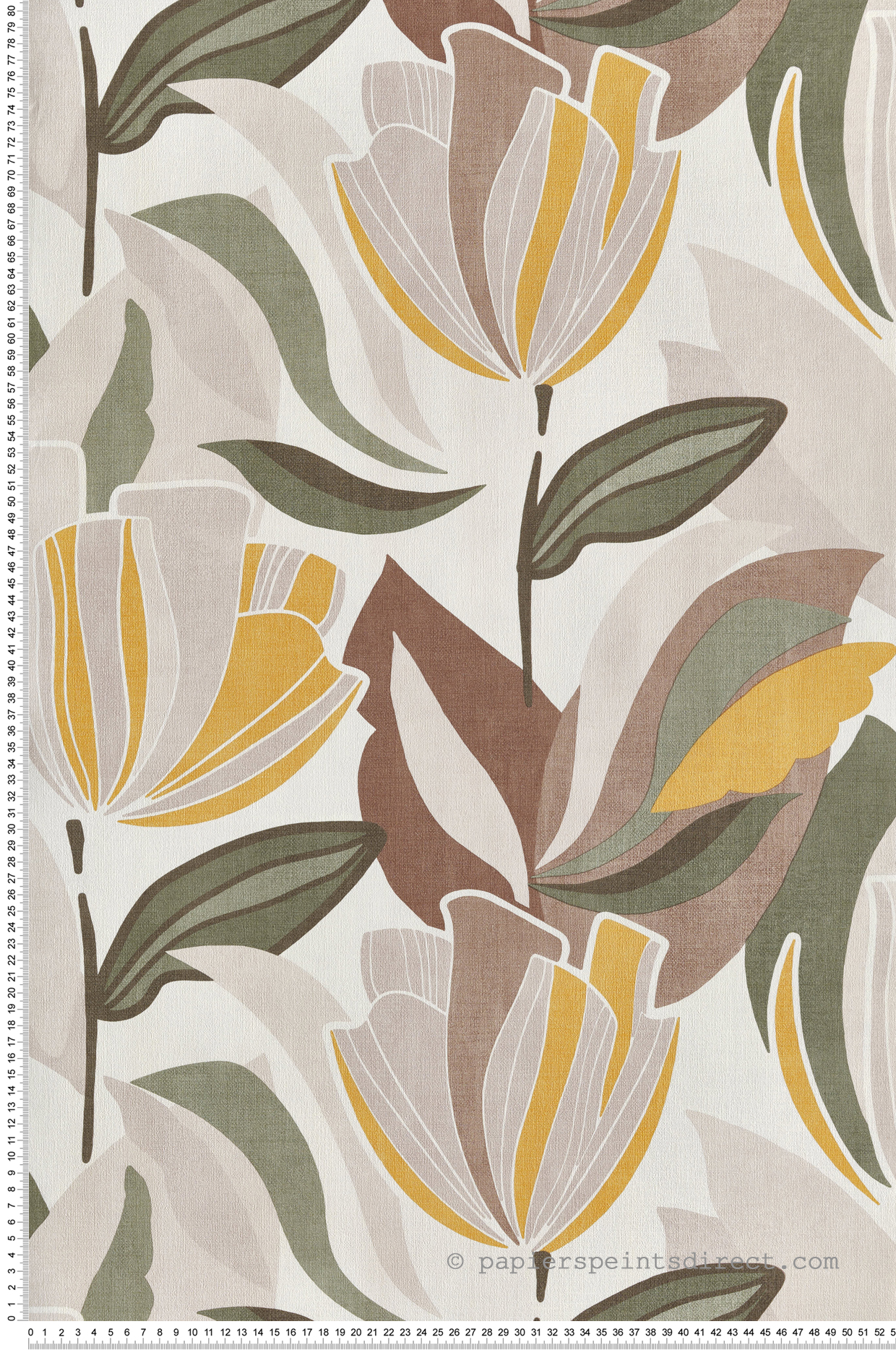 Papier peint Tulipe Printemps moutarde vert - Dolce Vita de Lutèce | Réf. LTC-11230702