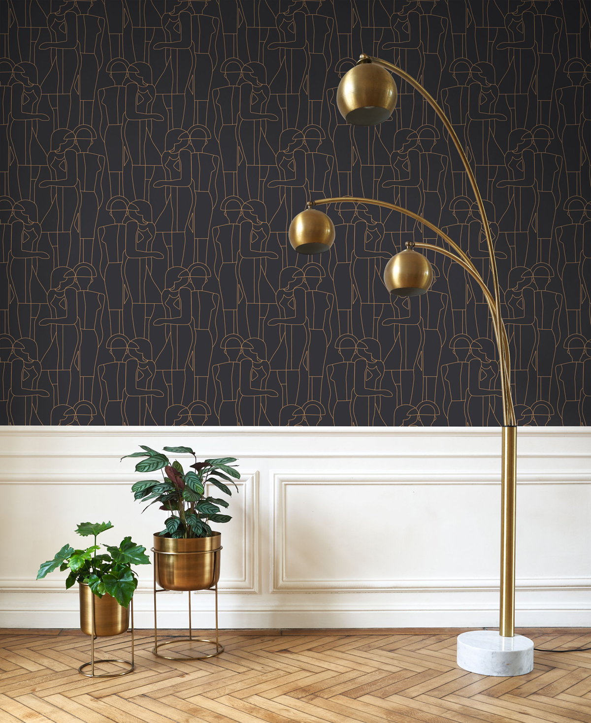 Papier peint Silhouette Model noir doré cuivré - Iconic de Casadéco | Réf. CONI88439909