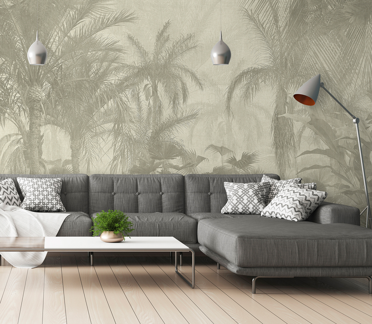 Papier peint panoramique Exotique Borneo gris - Panorama 2 de Lutèce | Réf. LTC-PAN1483C
