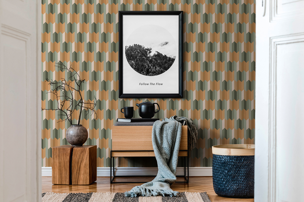 Papier peint Parallélogramme 3D vert - Bensimon 2 de Lutèce AMB2 | Réf. LTC-51172804