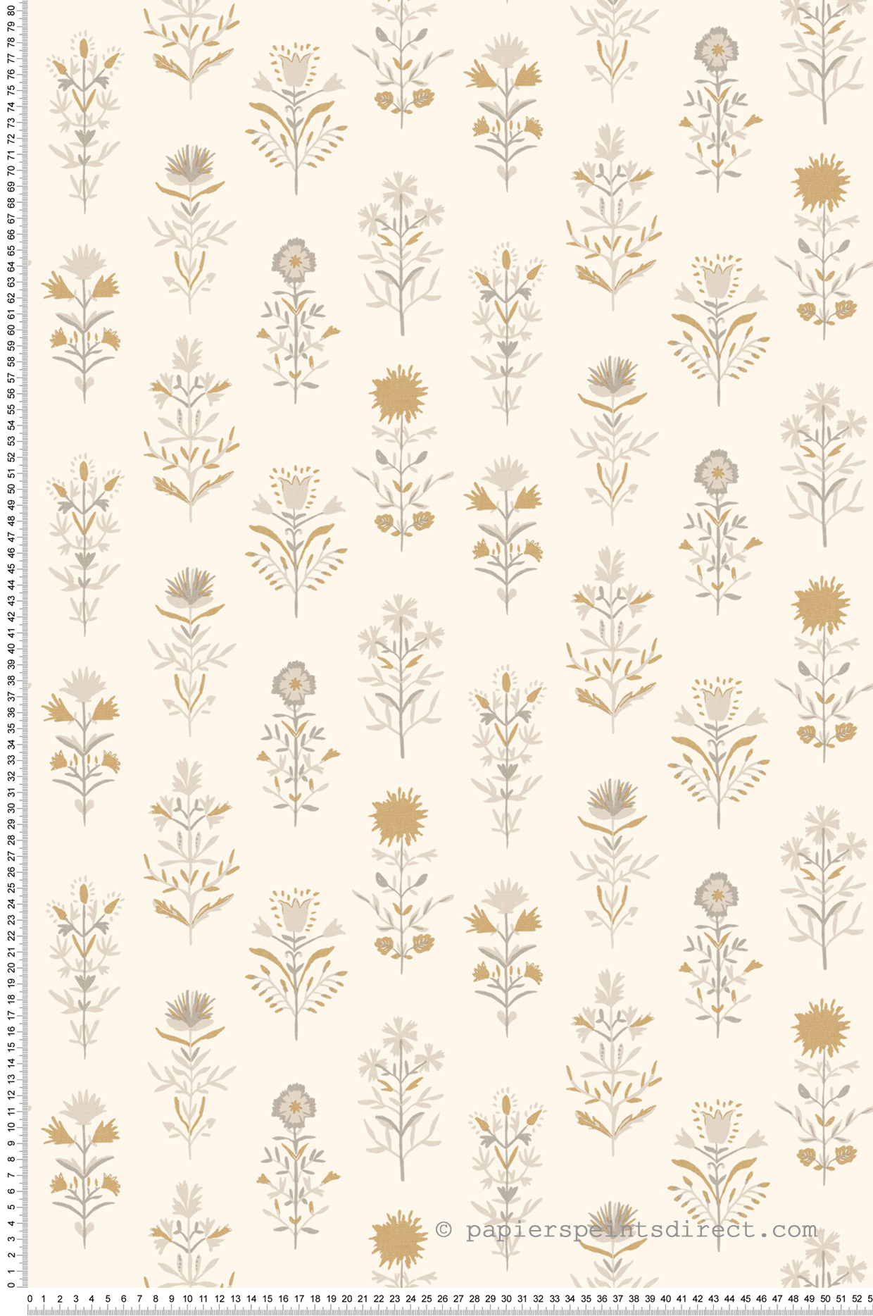 Papier peint Fleur Charme gris et de doré - Bohème de Casélio | Réf. BOM103171098