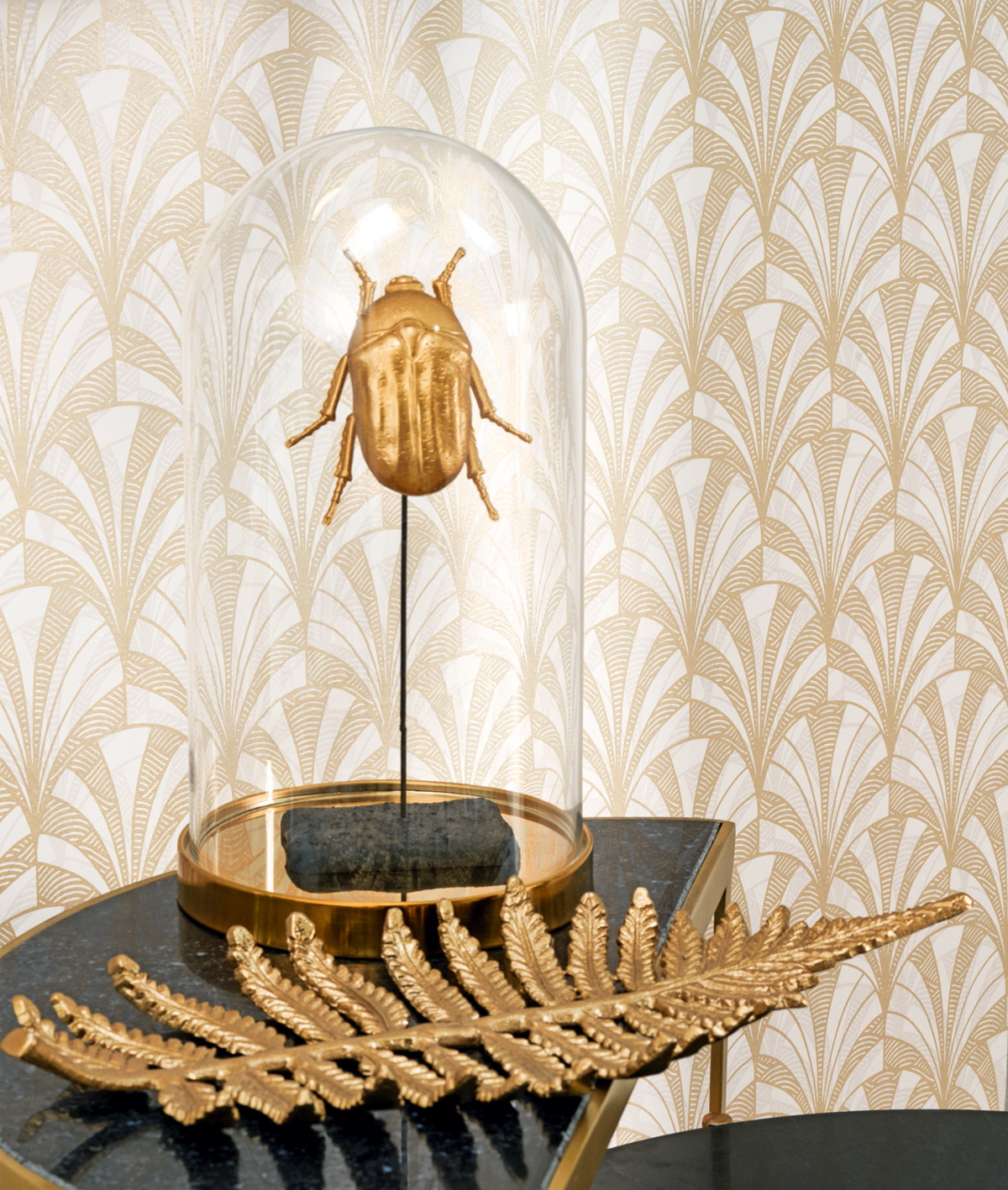 Papier peint Art Déco Palmette doré - 1930 de Casadéco | Réf. MNCT85731202