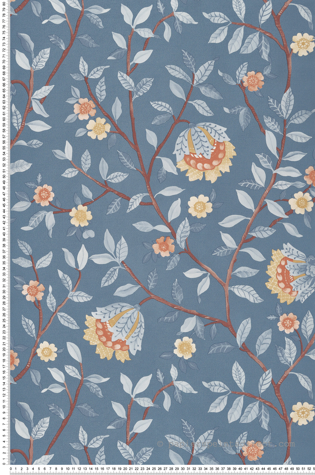 Papier Peint Vintage Floral bleu - Botanique d'Ugépa | Réf. UGP-B19901