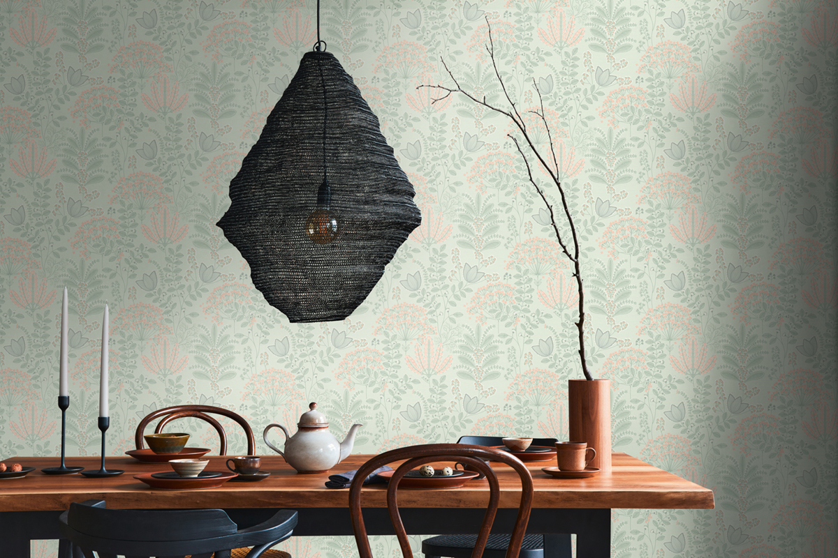 Papier peint Fleurs Enfantin Achillae vert - Famous Garden d'A.S. Création AMB2 | Réf. AS-393493