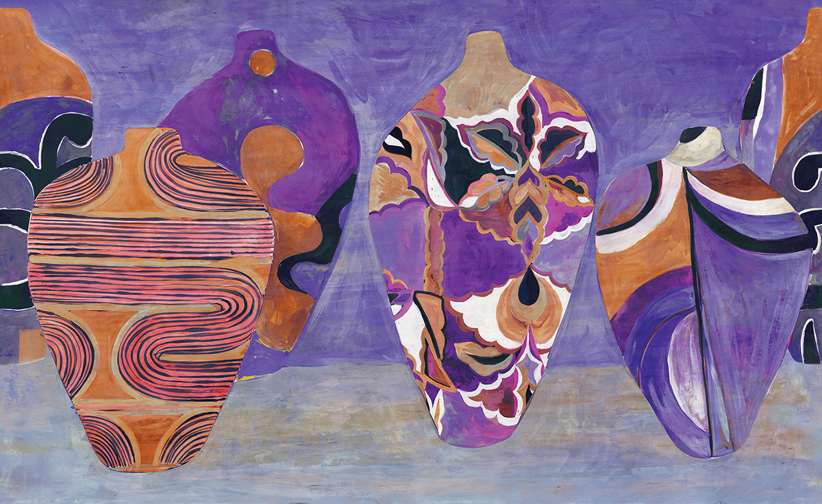 Papier peint panoramique Vase Hiva violet - A, B, C et D H260 - Terra de Masureel | Réf. MAS-DG4HIV104X-260