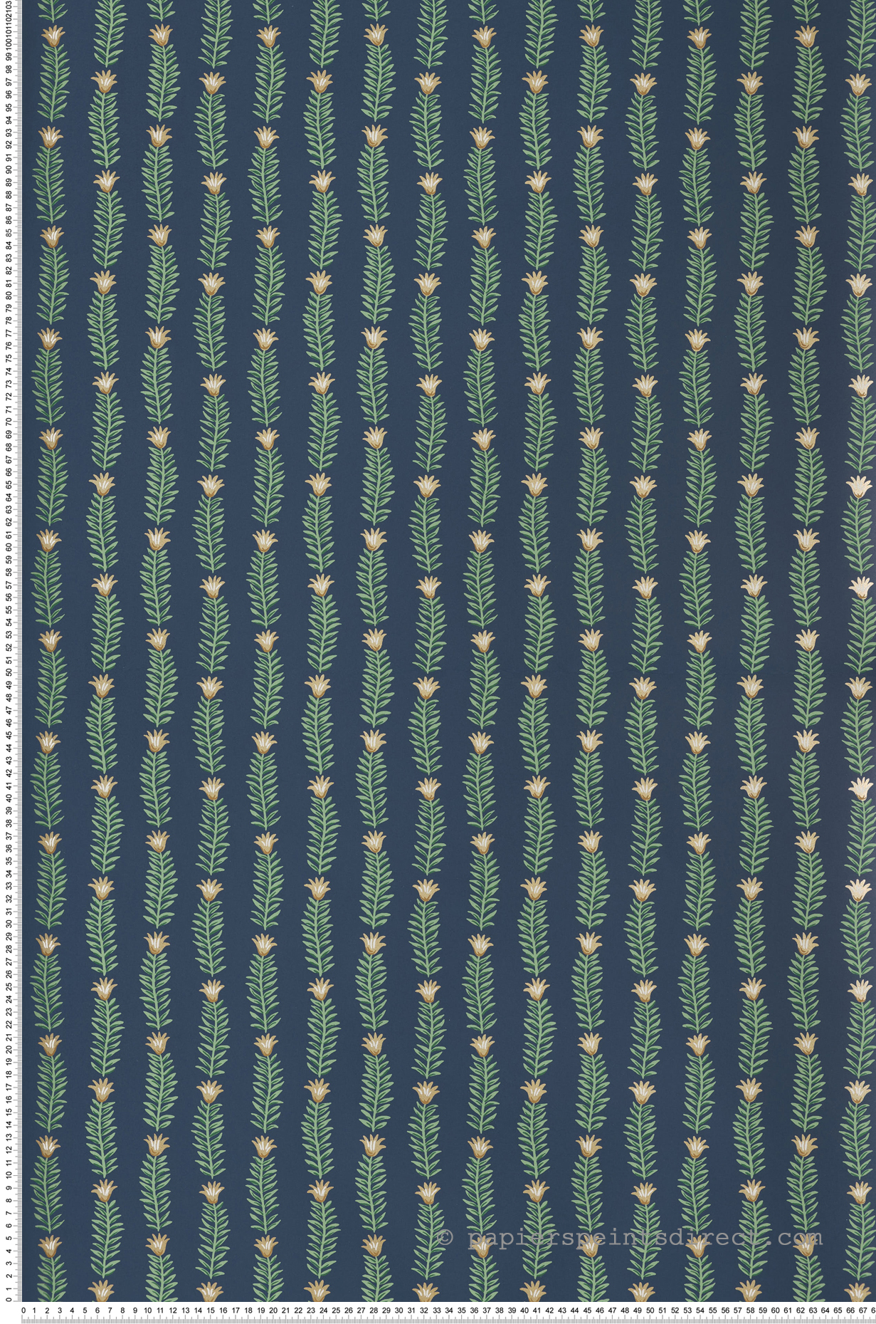 Papier peint Petite Feuille Eden bleu nuit doré - Rifle Paper Co. 2 de York (Initiales) | Réf. INI-RP7342