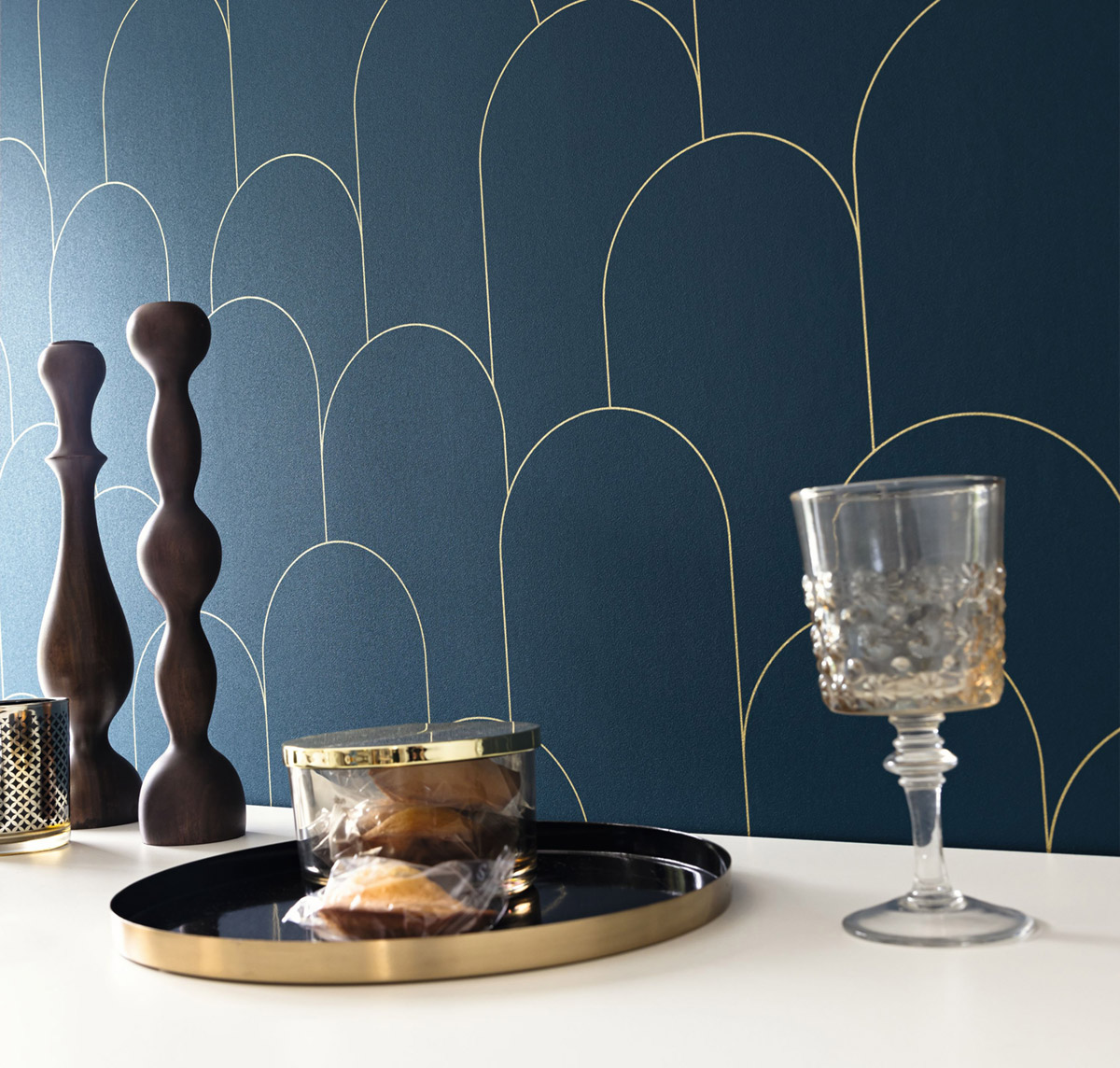 Papier peint Arrondi Ornament bleu nuit doré - Elégance de Casélio AMB2| Réf. ELC105281022