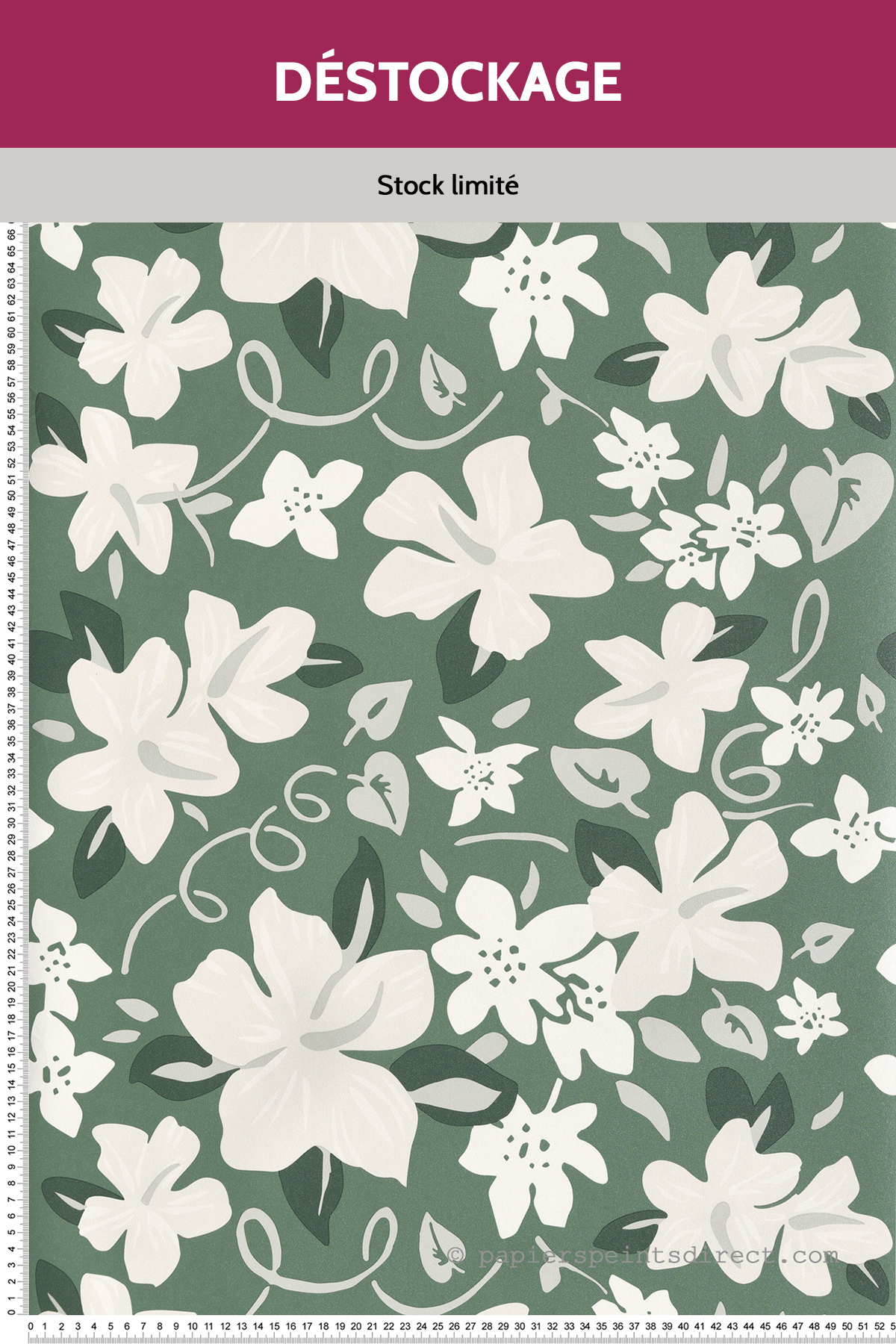 Papier peint Destockage - Fleur Hawai vert - Bensimon 2 de Lutèce