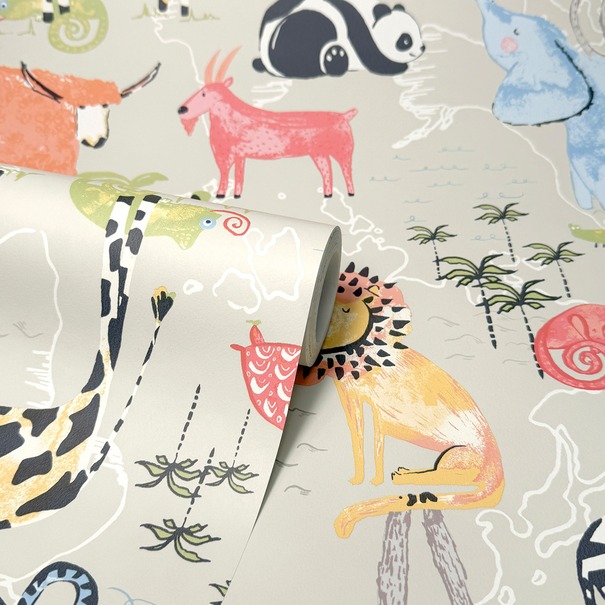 Papier peint Animaux Safari grège - Imagine de Lutèce ROLL | Réf. LTC-DL27540
