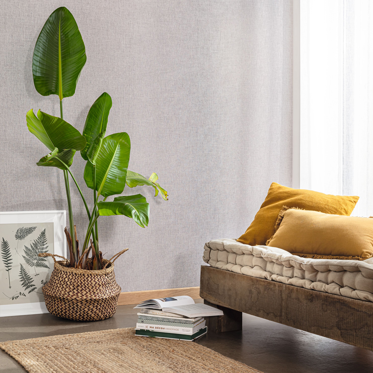 Papier peint Faux Uni Tissage gris tourterelle - Moonlight 2 de Casélio AMB | Réf. MLGT103229899