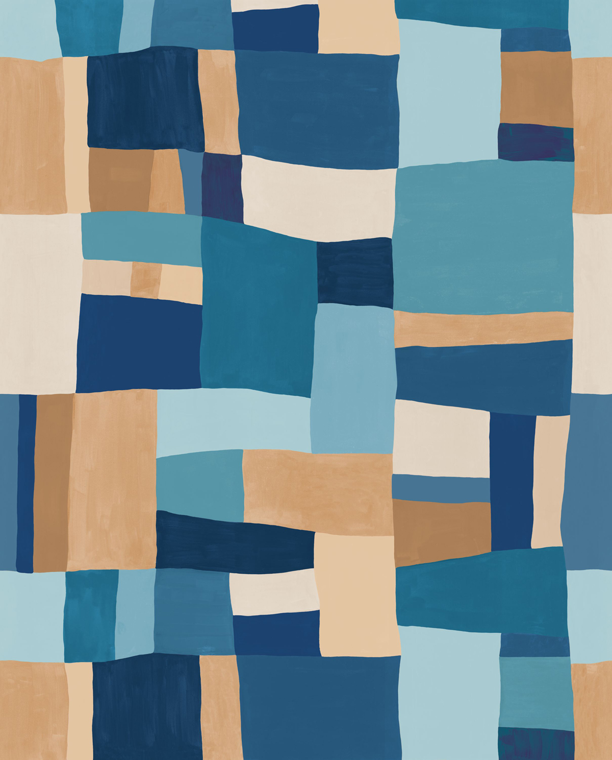 Papier peint panoramique Wonderfull Patchwork bleu L 250X310 - Pimp My Wall de Casélio | Réf. PMW104896202