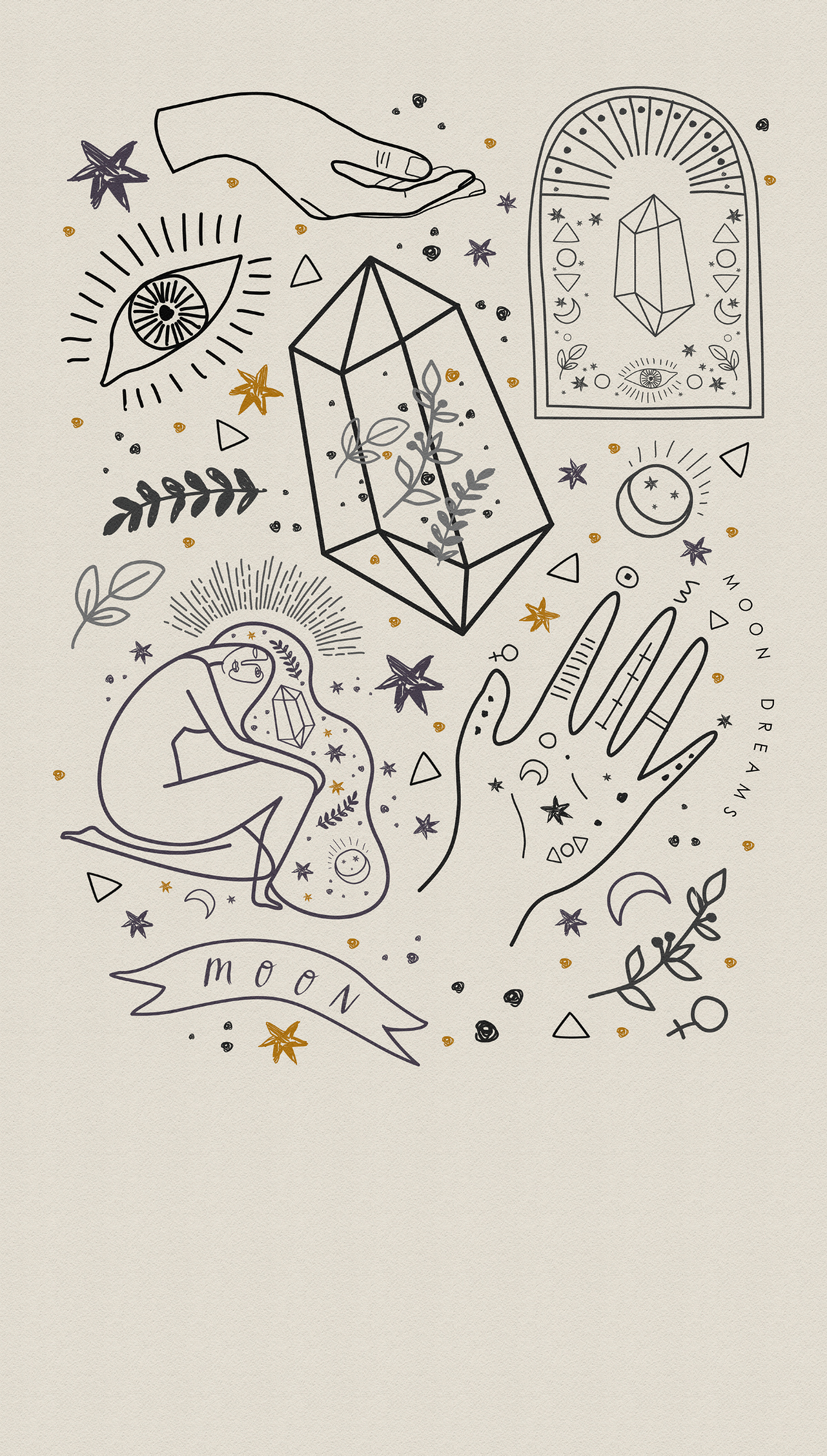 Papier peint panoramique Astrologie Magie beige - The Wall 3 d'A.S. Création | Réf. AS-398231