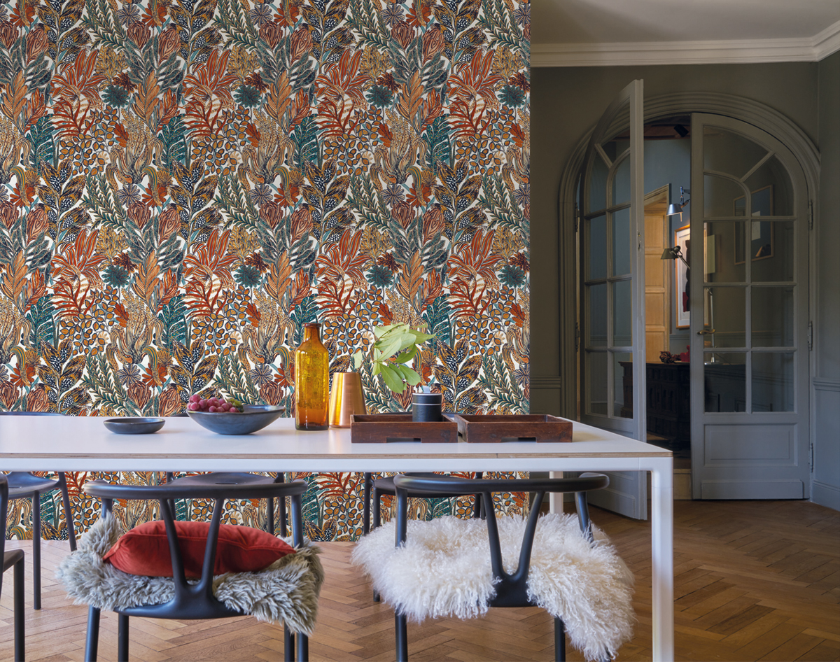 Papier peint jungle Borromee multicouleurs - Blossom de Casamance | Réf. CAS-74320426