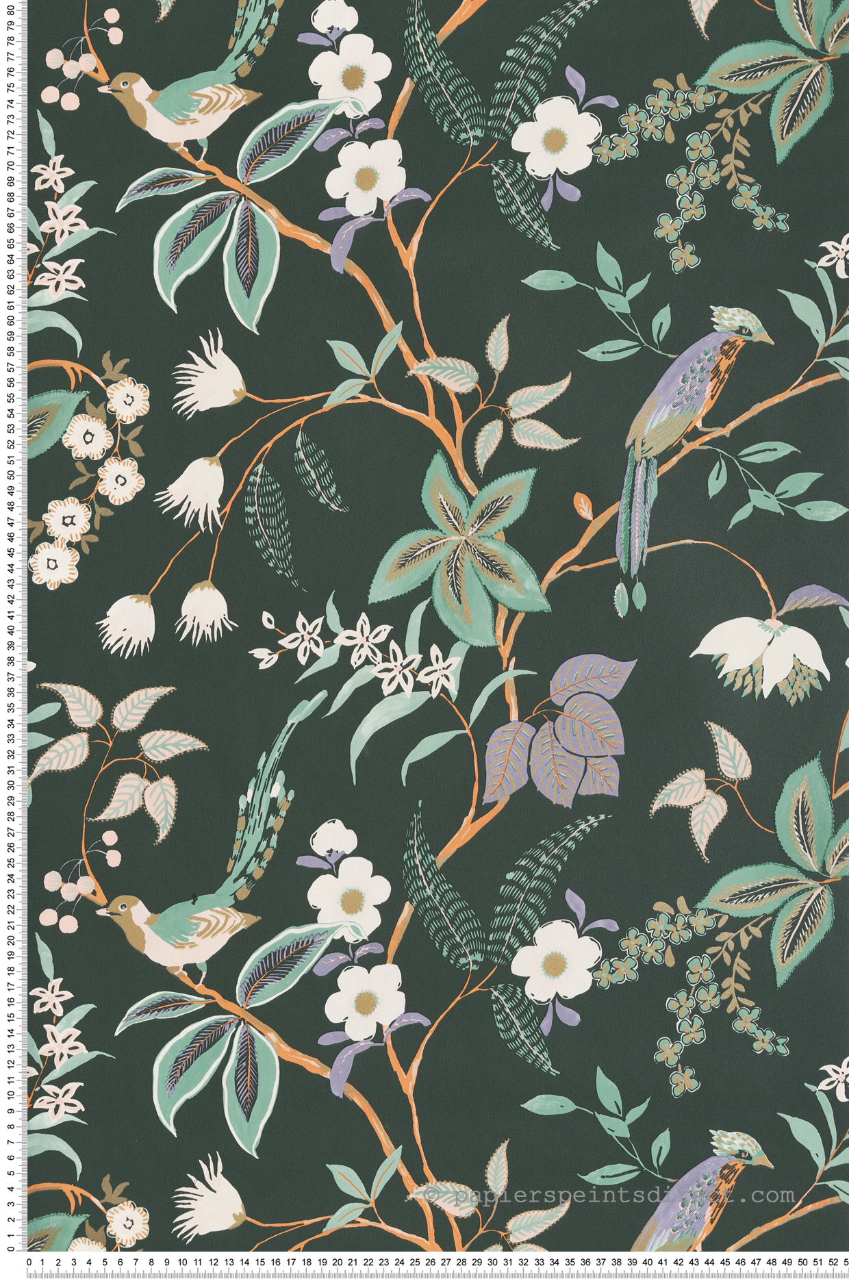 Papier peint Oiseau Feuillage Happy vert violet - Happy Therapy de Casélio | Réf. HTH104067576