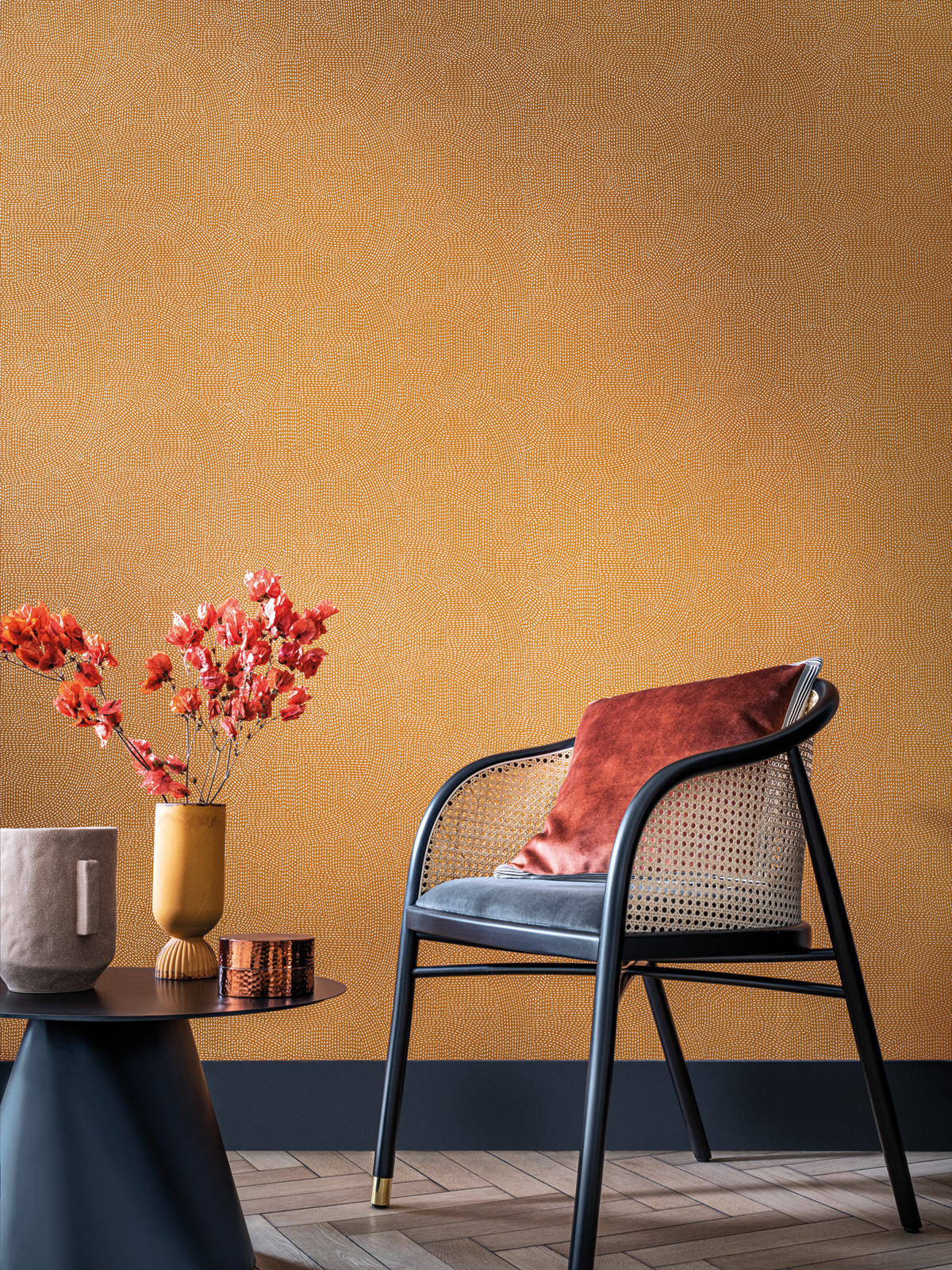 Papier peint Design Franz terre de sienne - Printemps Viennois de Casamance | Réf. CAS-74791026