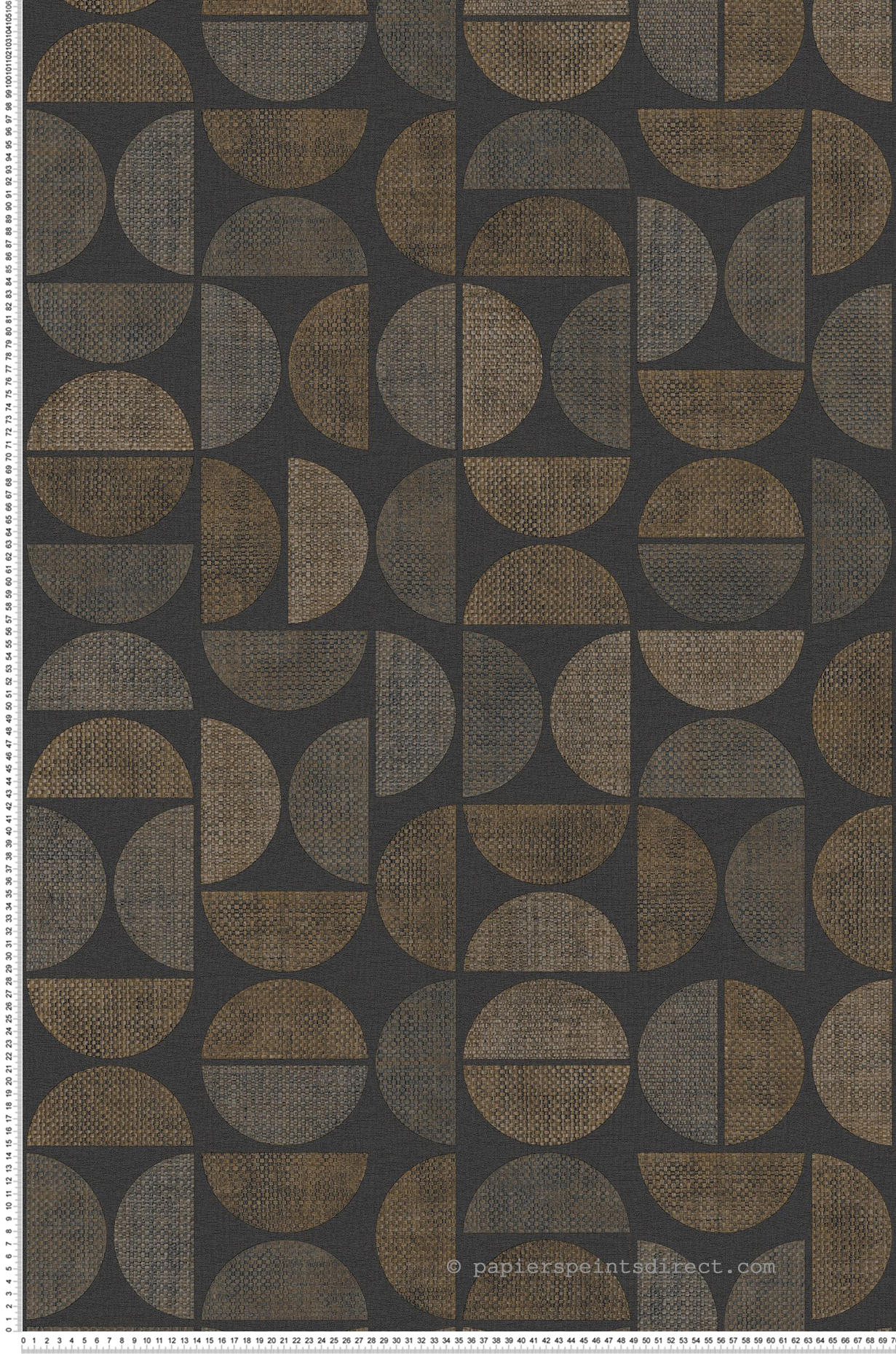 Papier peint Rond Graphique Dualis ébène - Nature sur Mesure de Casamance | Réf. CAS-76881426