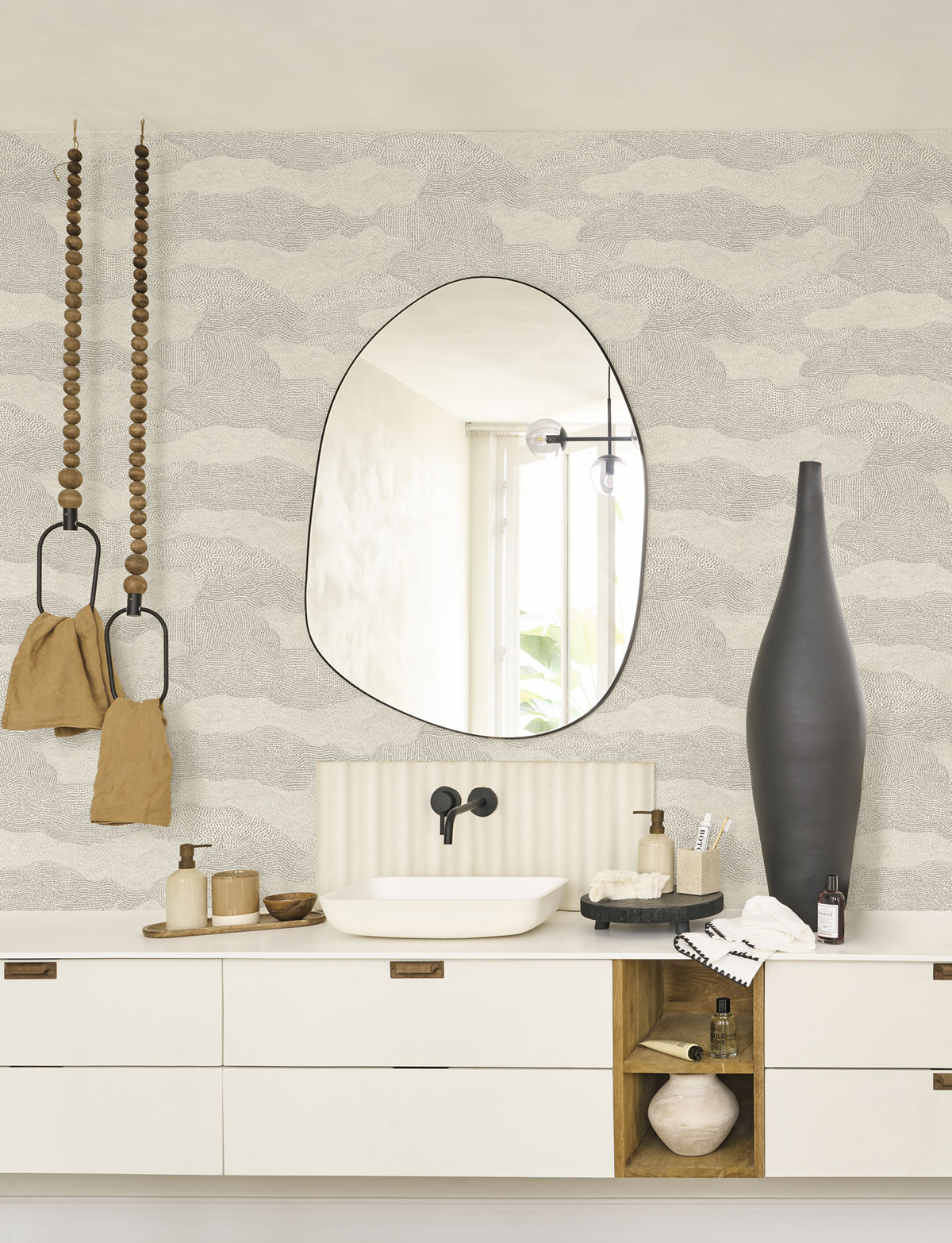 Papier peint Nuage Nubio beige anthracite - Matera de Casadéco | Réf. MATA201131414