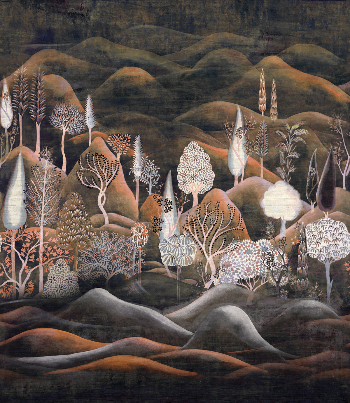 Papier peint panoramique Paysage Munnar brun - A, B et C H300 - Summer de Masureel | Réf. MAS-DGSUM203X